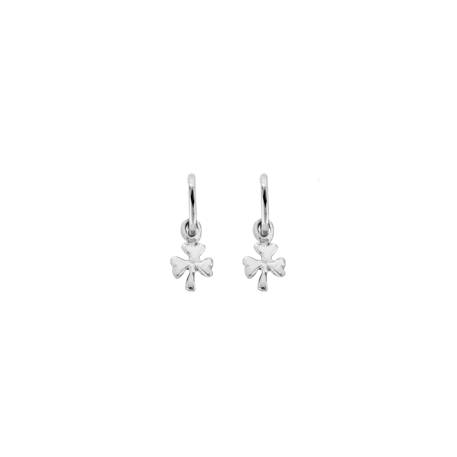 Tiny Cupid Hoops With Baby Shamrock Charms