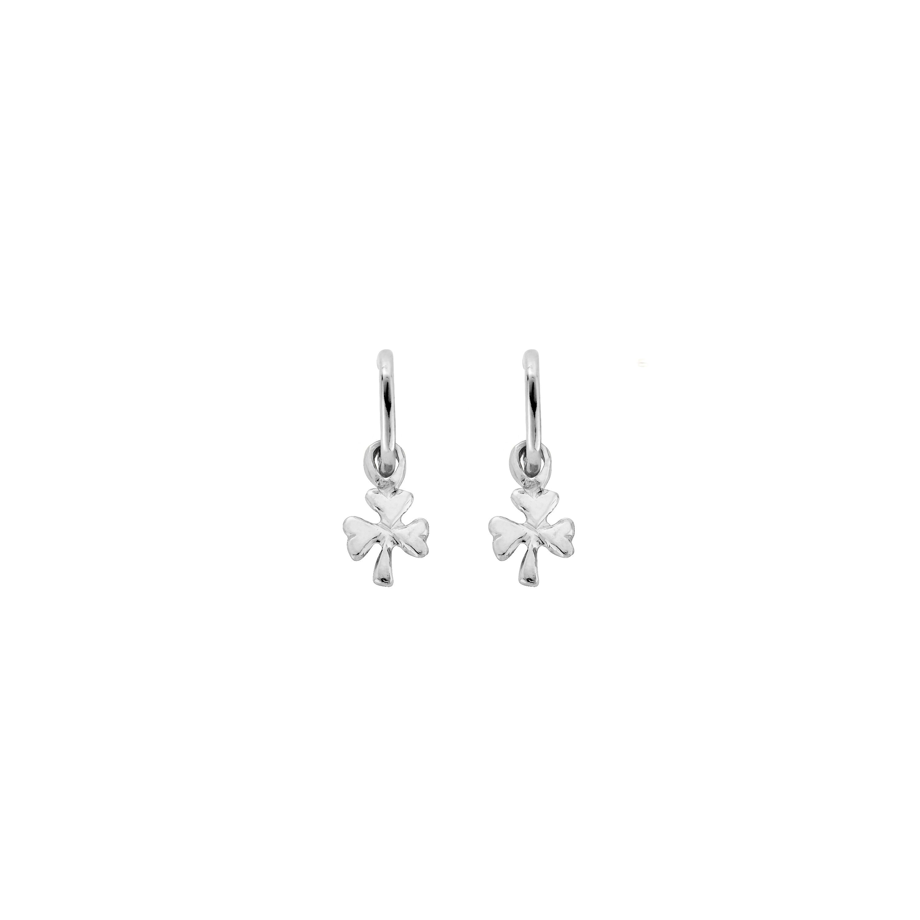 Tiny Cupid Hoops With Baby Shamrock Charms