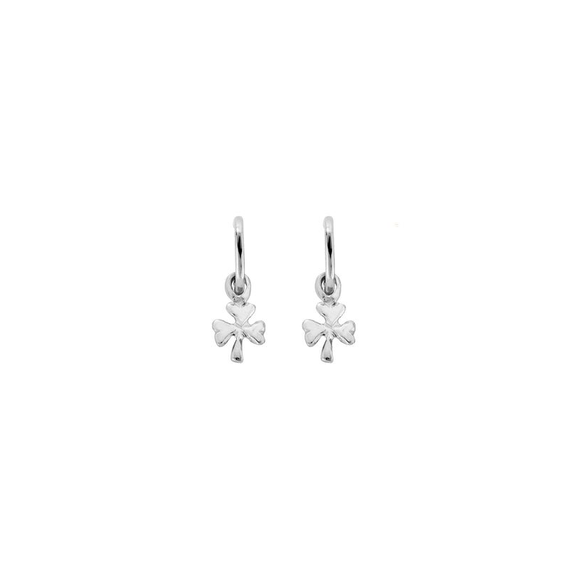 Tiny Cupid Hoops With Baby Shamrock Charms