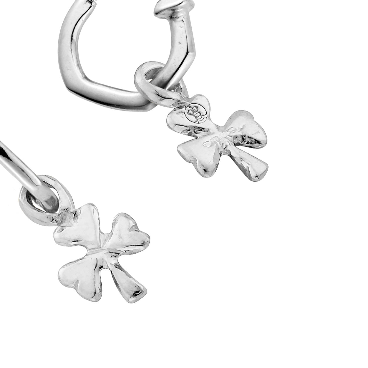 Tiny Cupid Hoops With Baby Shamrock Charms