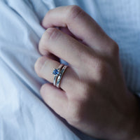 Silver Blue Sapphire Claw Ring