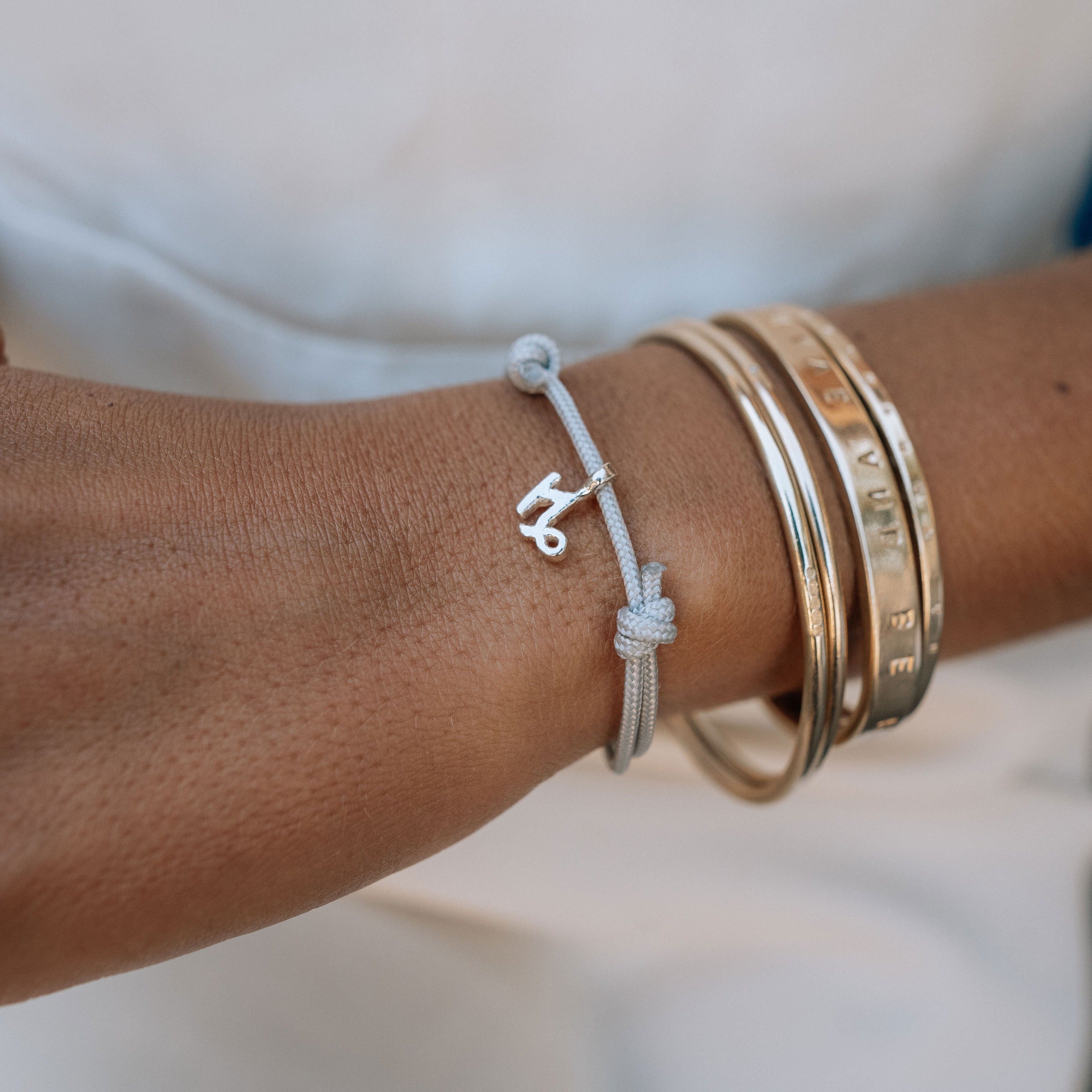 Silver Capricorn Mini Horoscope Sailing Rope