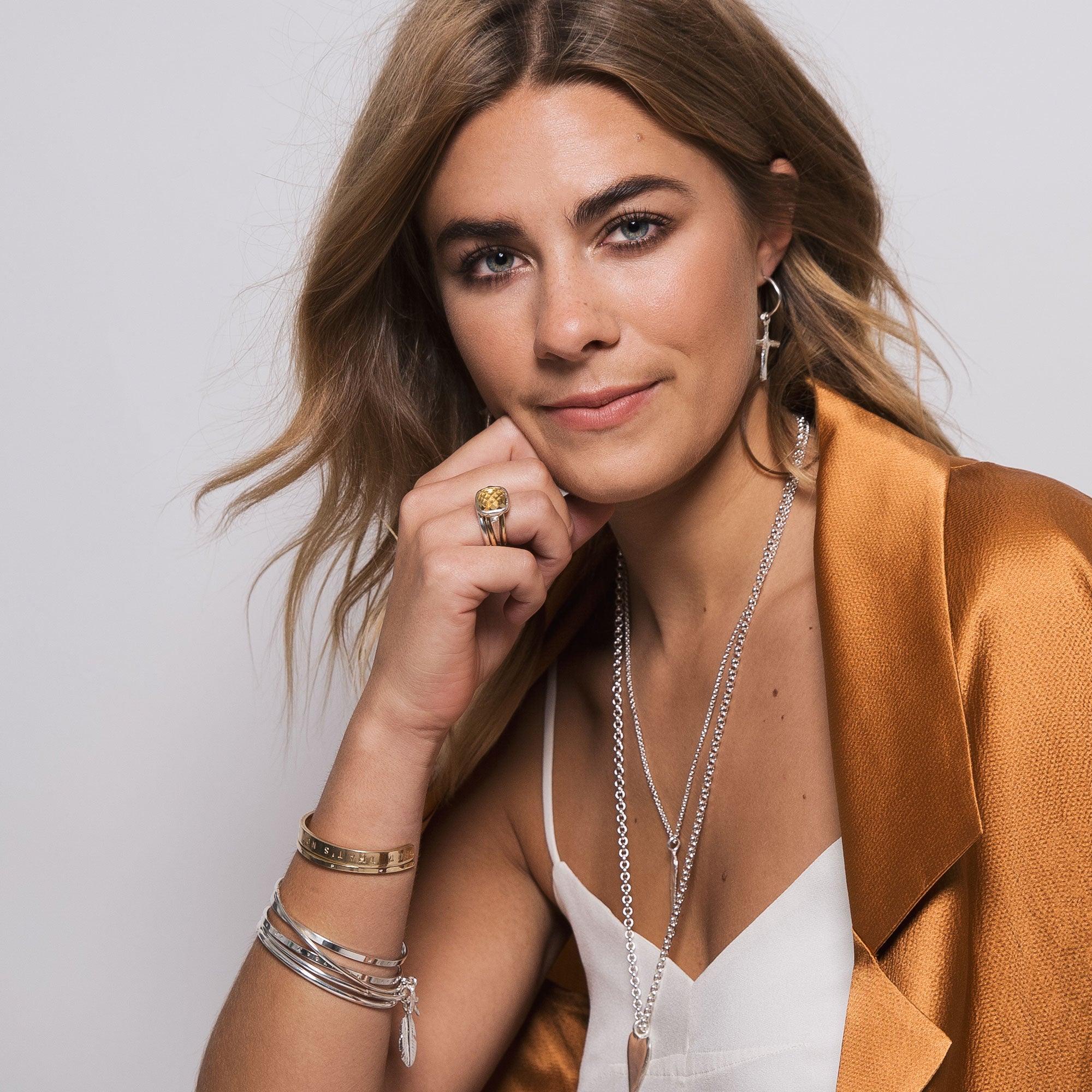 Silver Citrine Crystal Ring