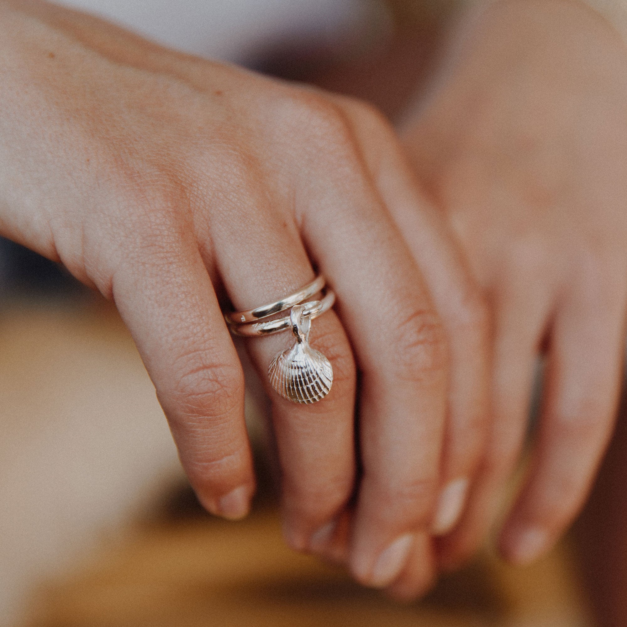 Silver Falling Mini Shell Ring