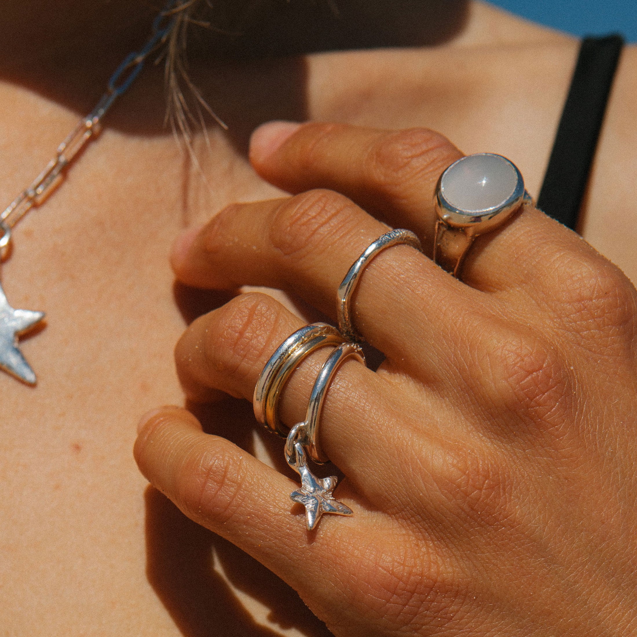 Silver Mini Star Falling Ring
