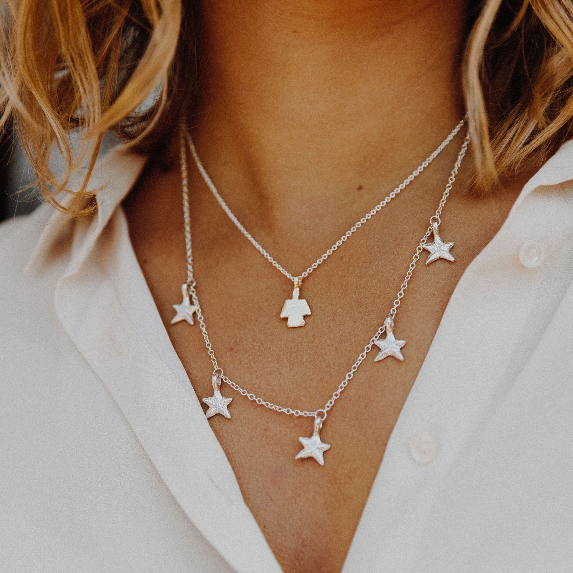 Silver & Gold Mini Angel Necklace
