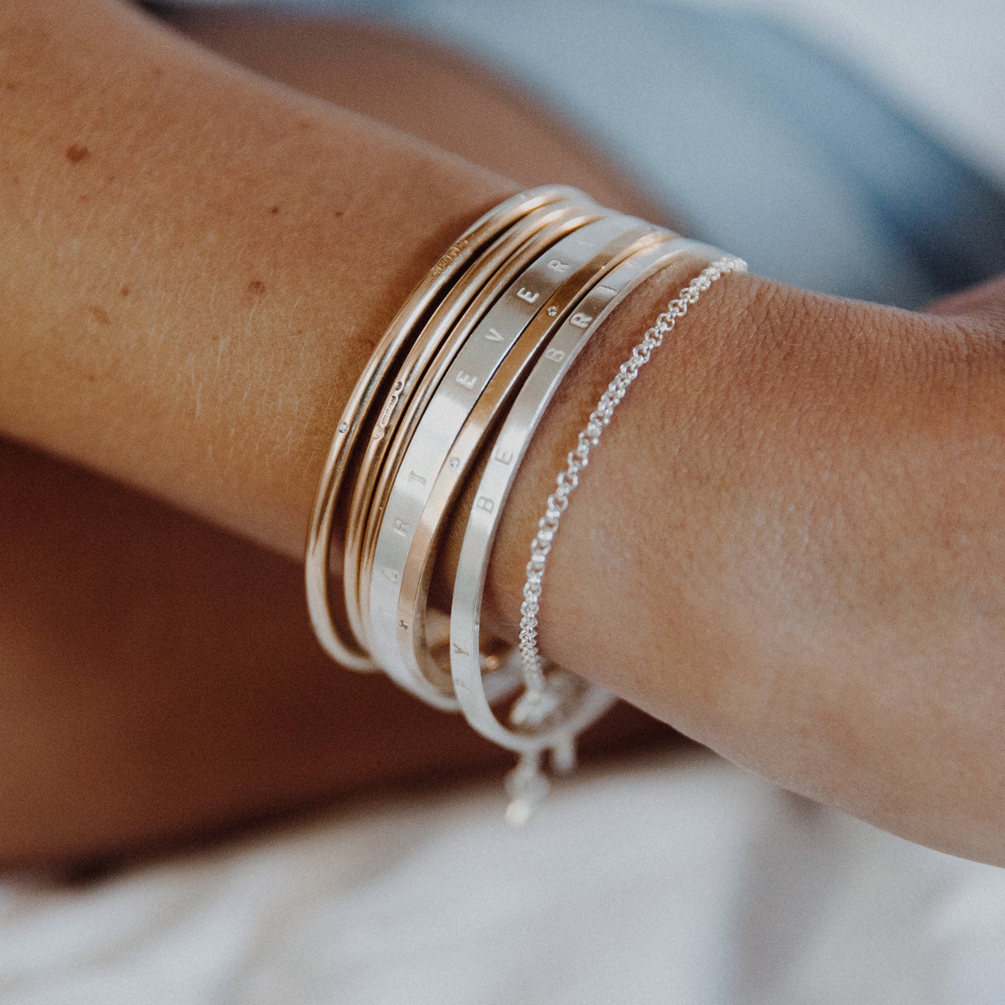 Silver Full Signature Bangle