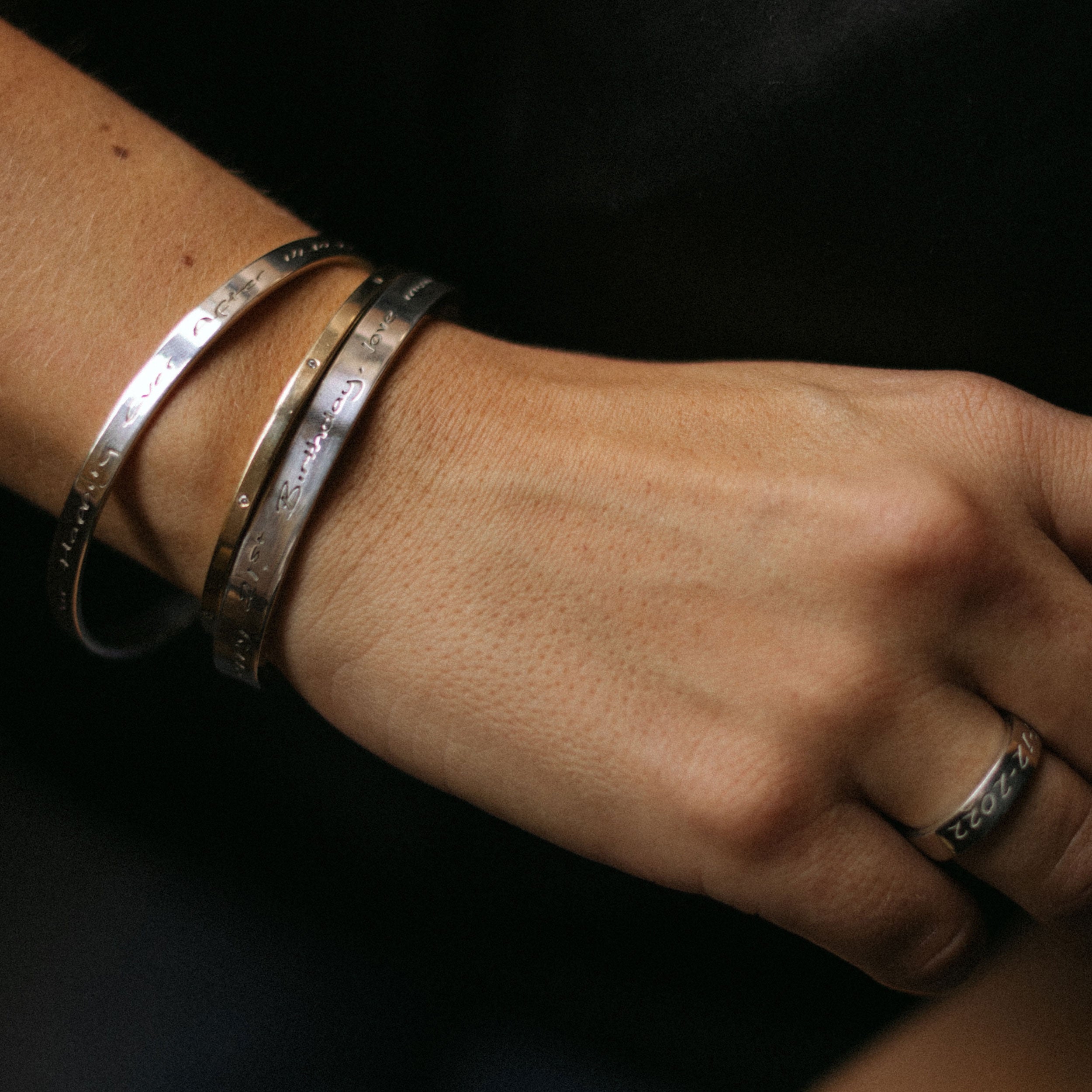 Silver Full Signature Bangle With Handwriting