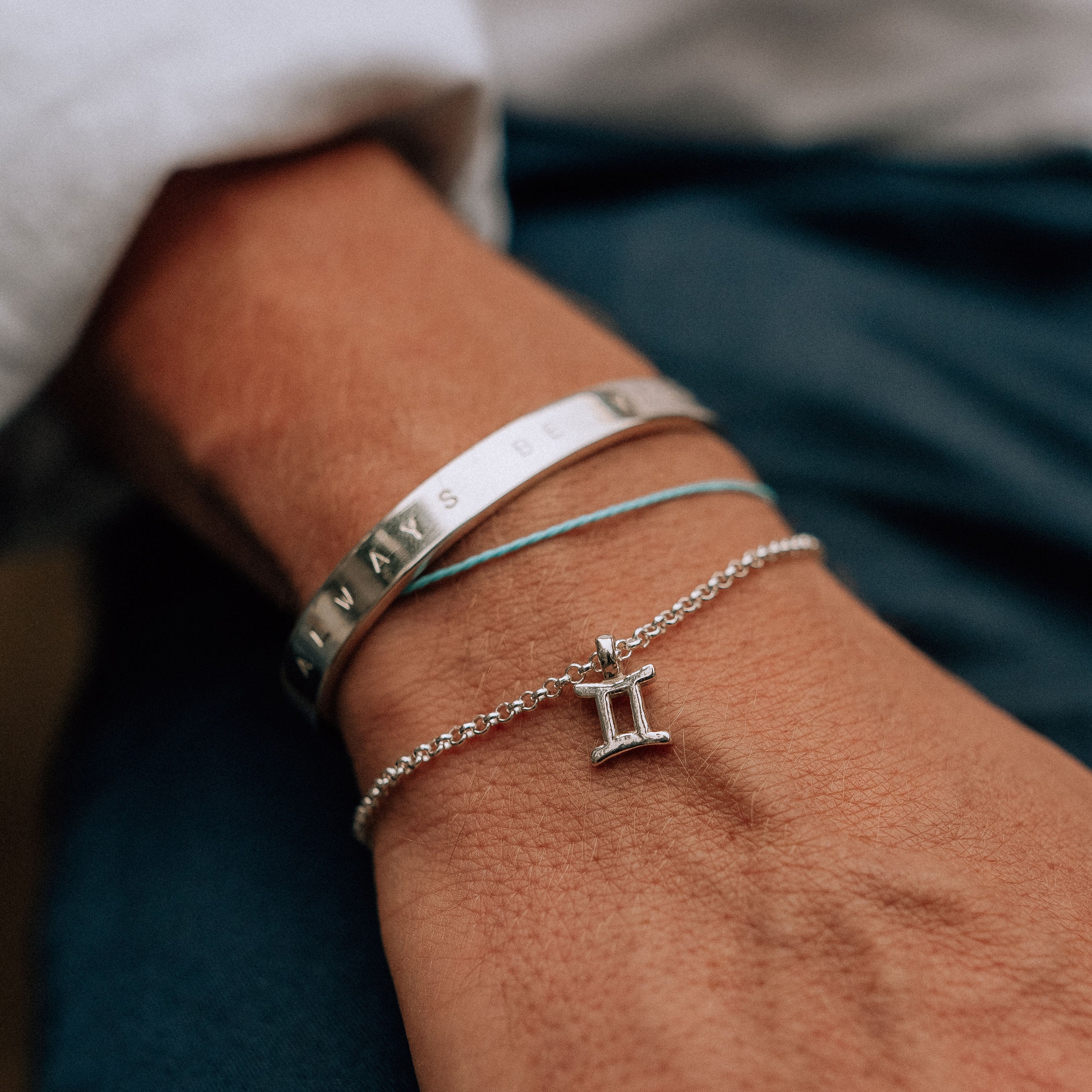 Silver Gemini Mini Horoscope Chain Bracelet