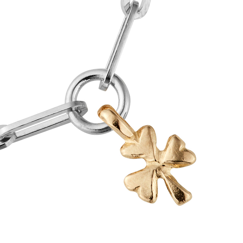 Silver & Gold Baby Shamrock Trace Chain Bracelet