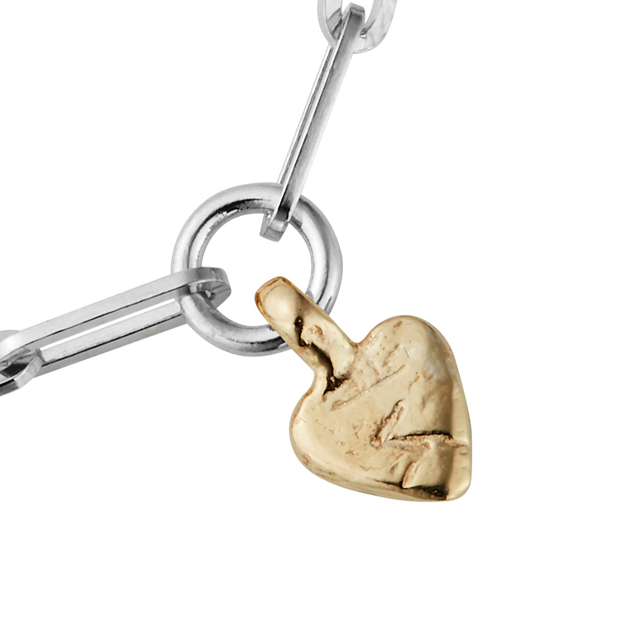 Silver & Gold Baby Heart Trace Chain Bracelet