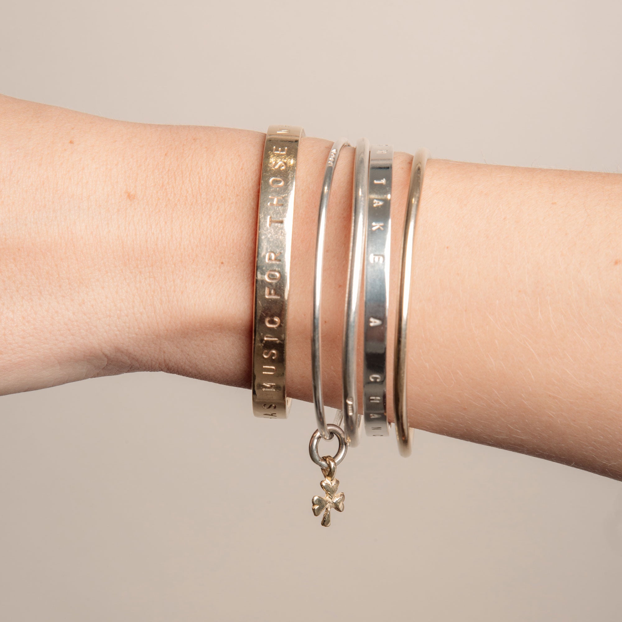 Silver & Gold Baby Shamrock Bangle
