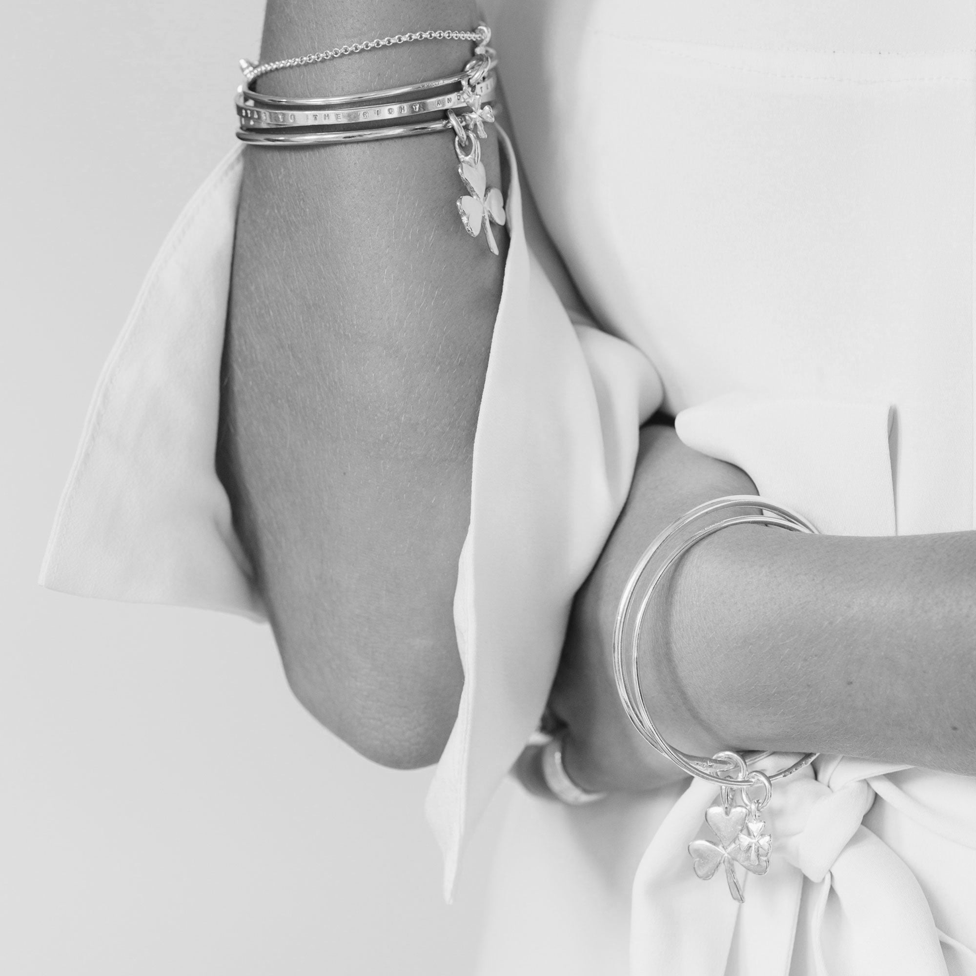 Silver & Gold Baby Shamrock Bangle