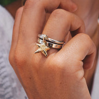 Silver & Gold Mini Star Falling Ring