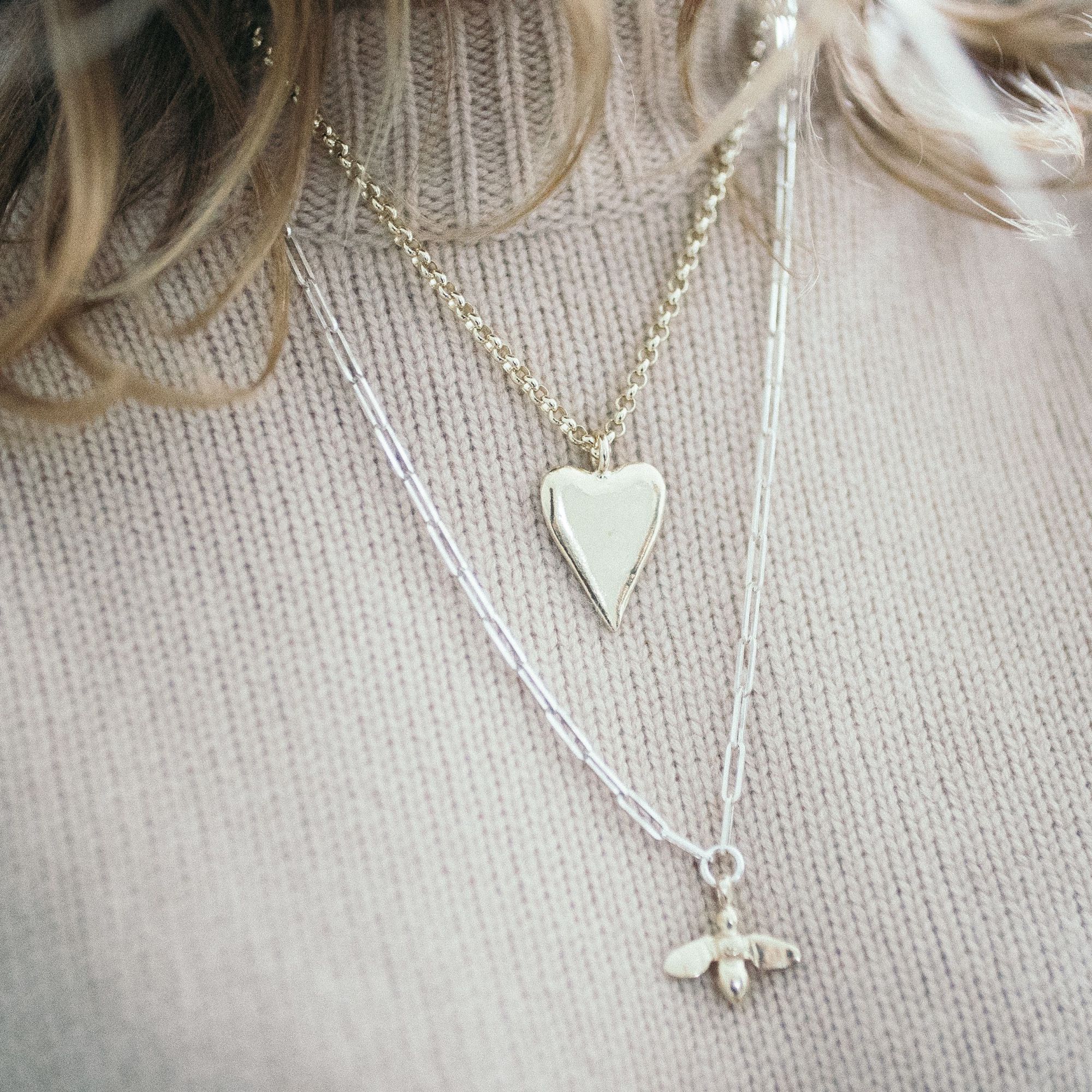 Silver & Gold Large Honey Bee Trace Chain Necklace