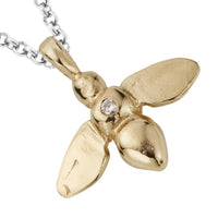 Silver & Gold Large Honey Bee with Diamond Necklace
