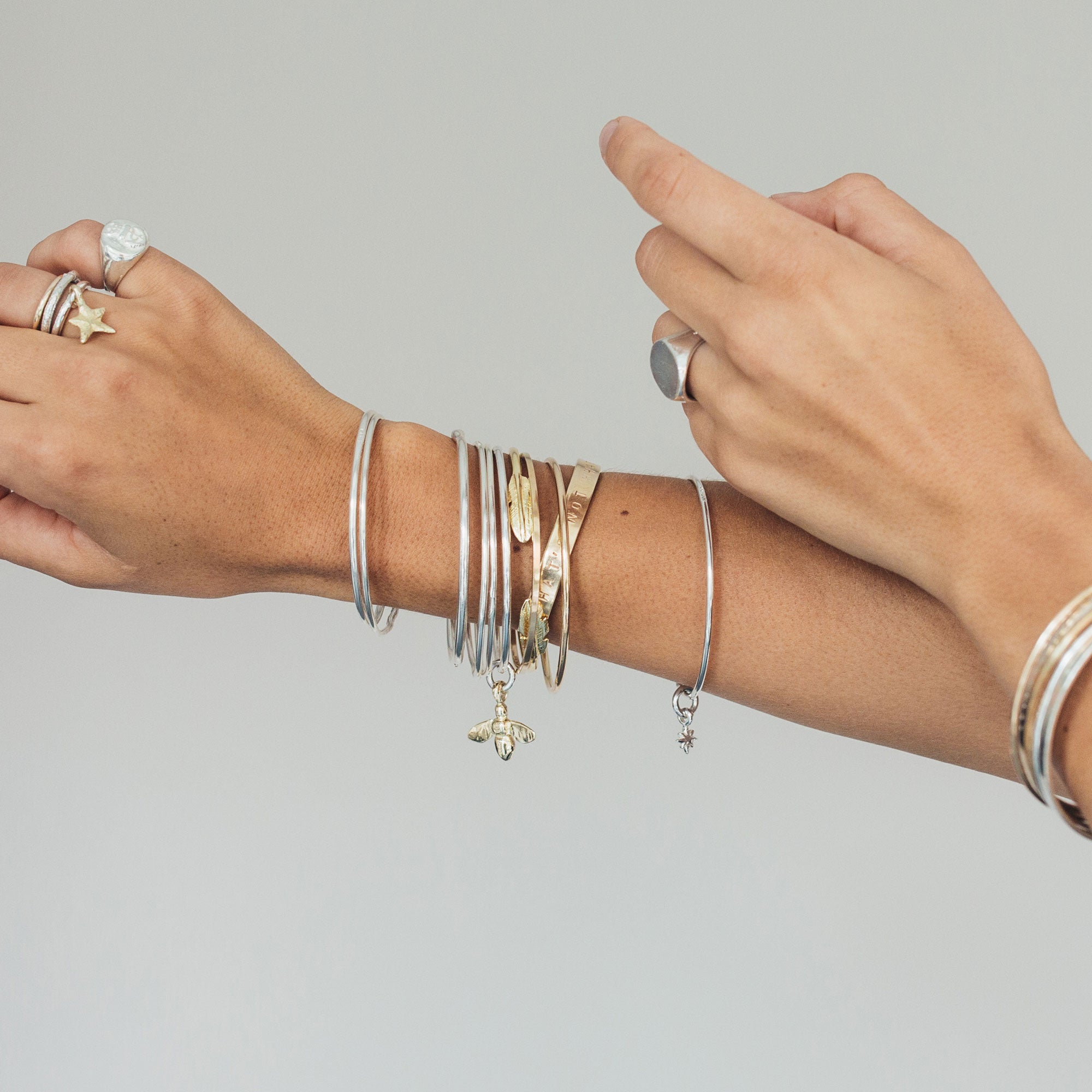 Silver & Gold Large Honey Bee Bangle