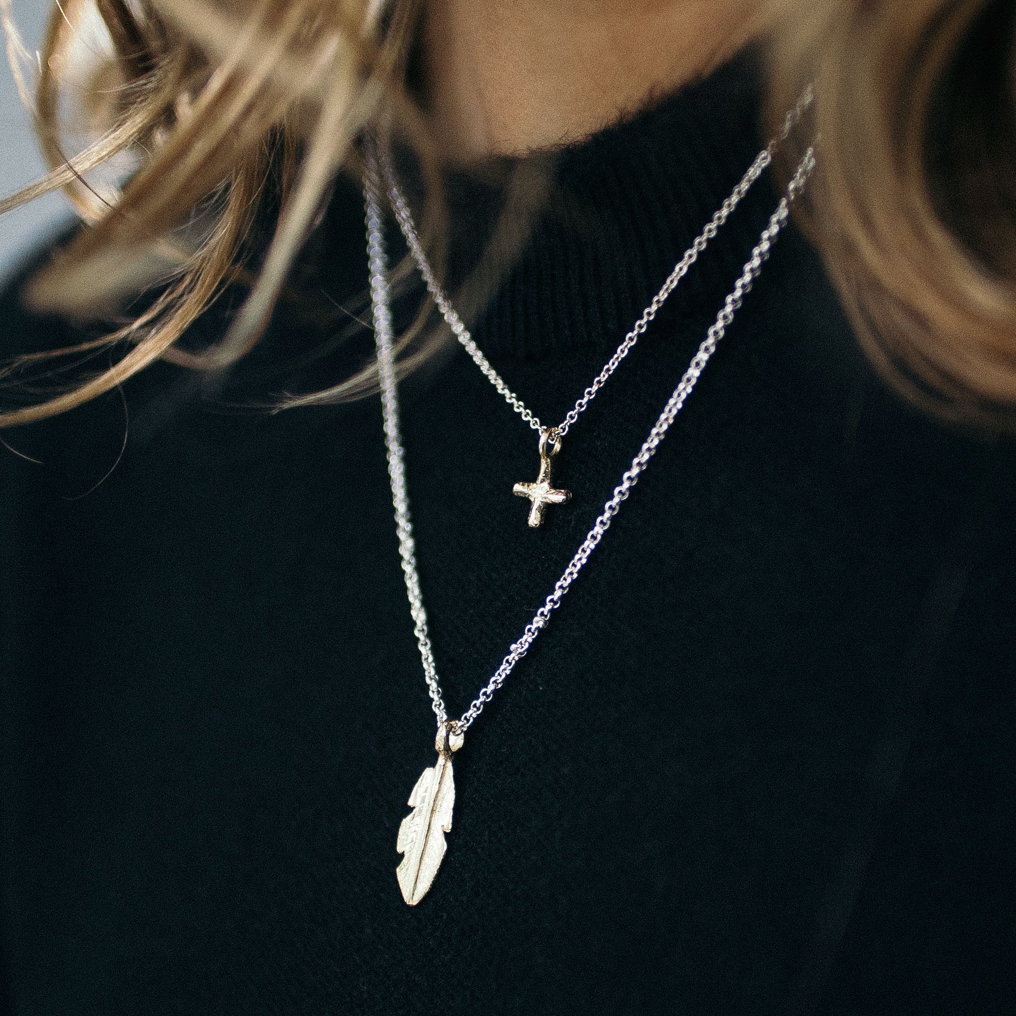 Silver & Gold Mini Kiss Necklace