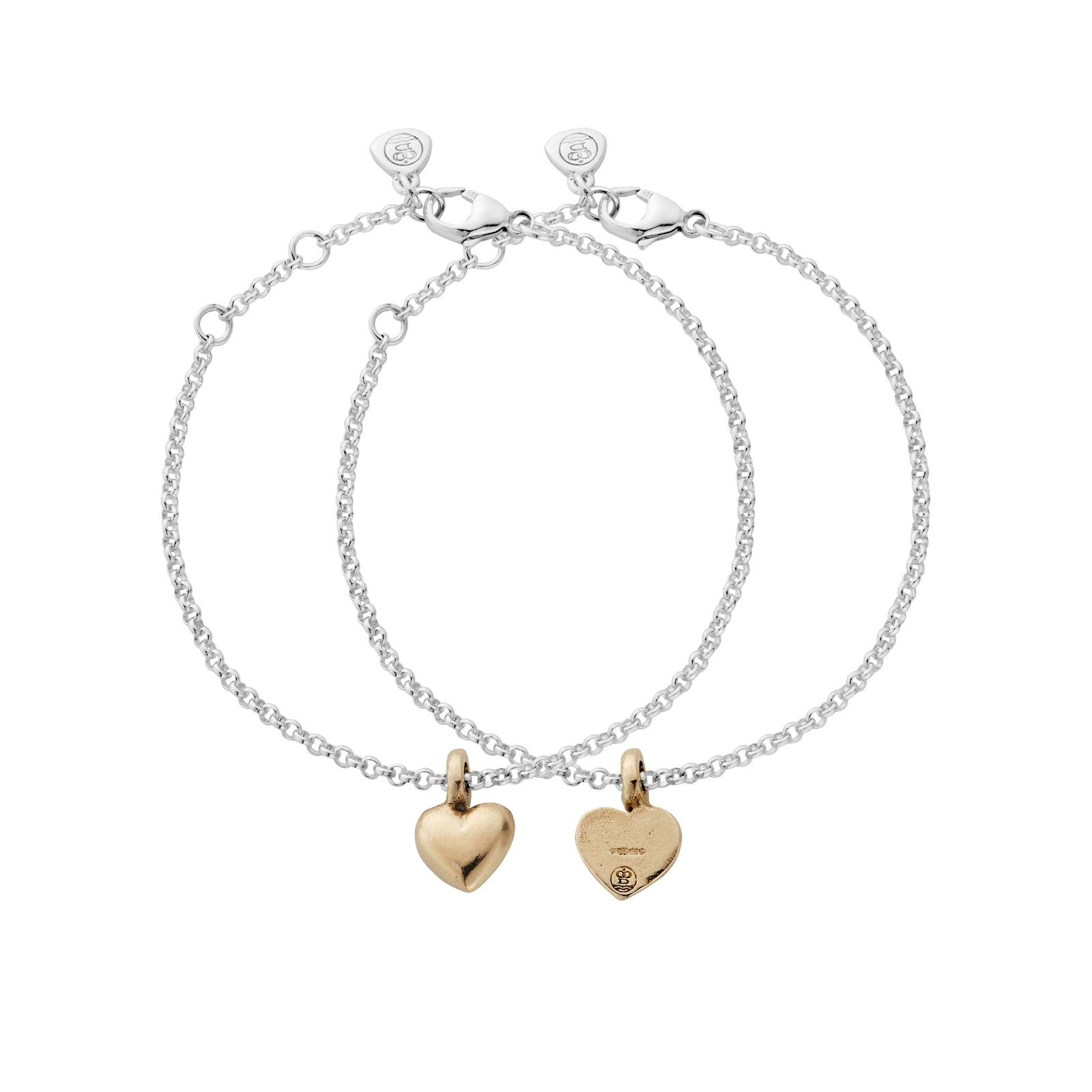 Silver & Gold Think of Me Heart Chain Bracelets