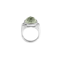 Silver Green Quartz Crystal Ring
