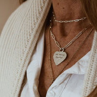 Silver Keeper's Heart Trace Chain Necklace