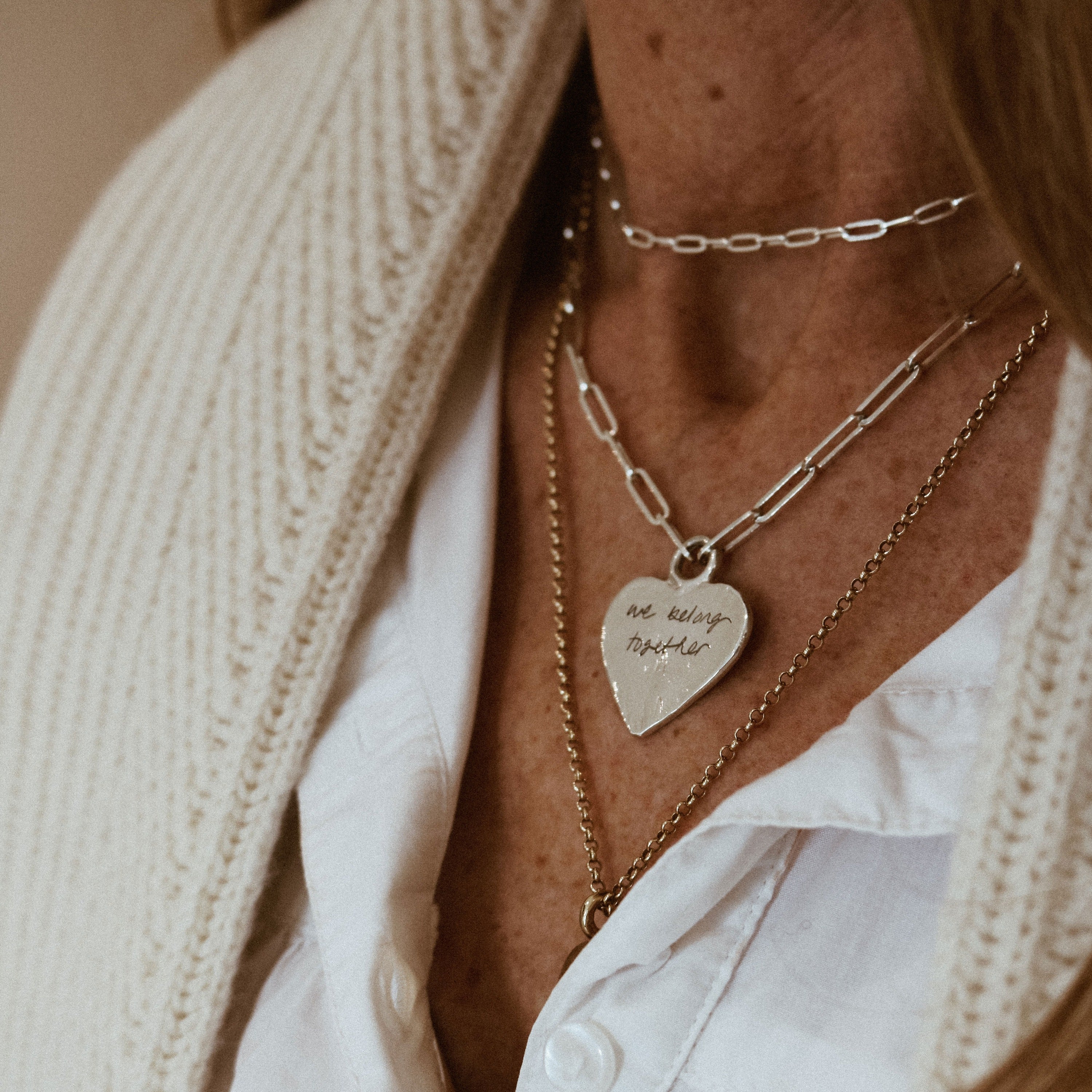 Silver Keeper's Heart Trace Chain Necklace