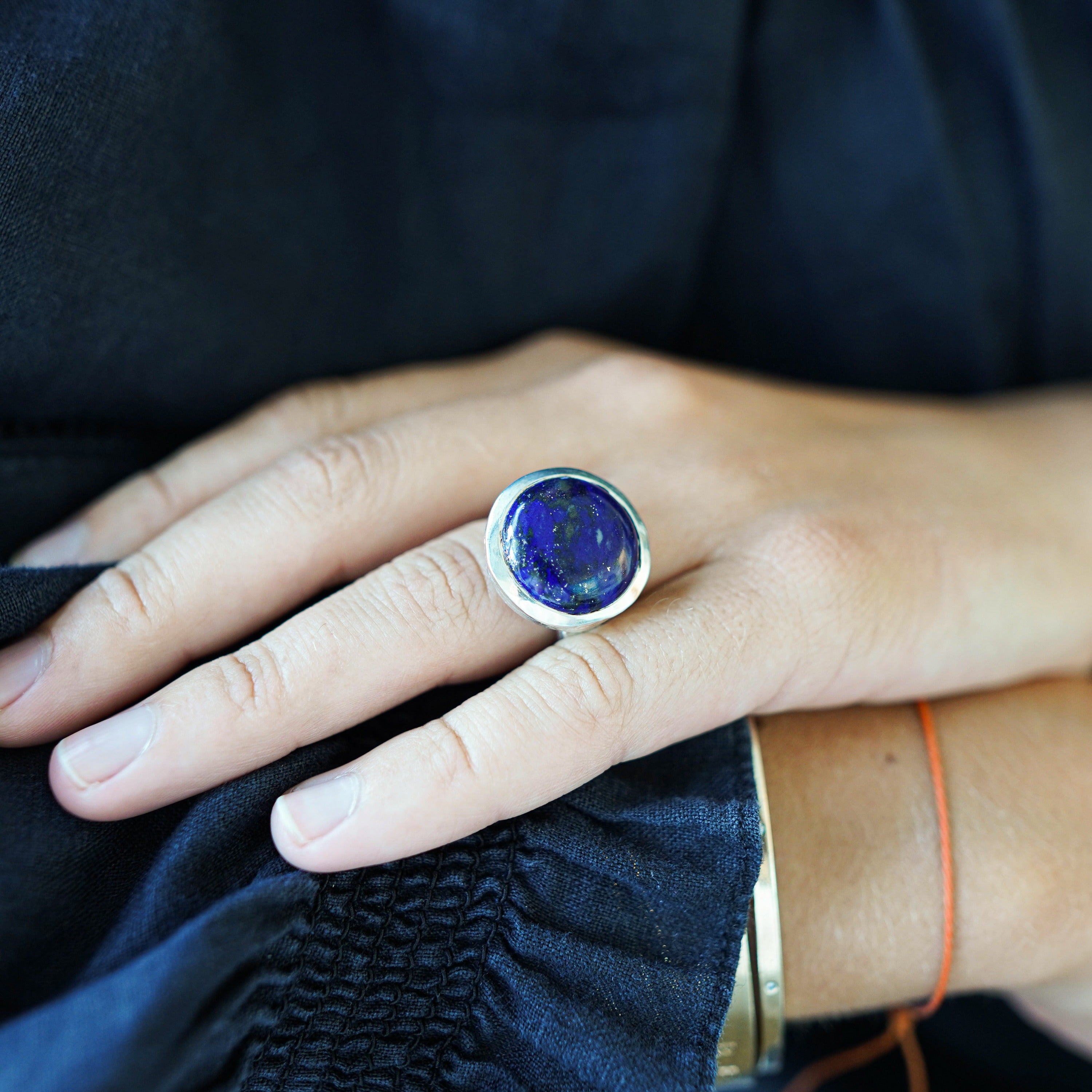 Silver Lapis Lazuli Maxi Mood Ring