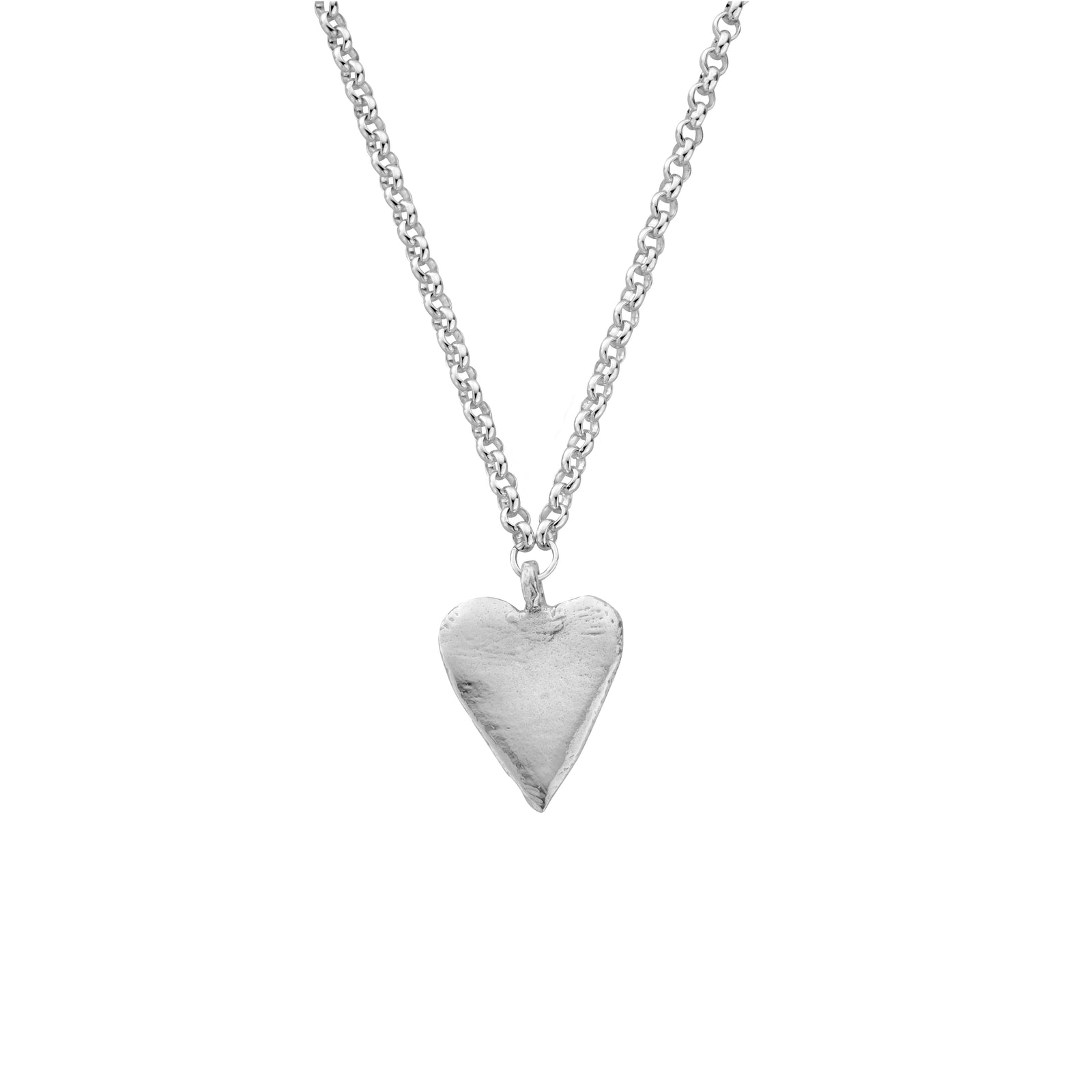 Silver 26" Fixed Large Heart Necklace