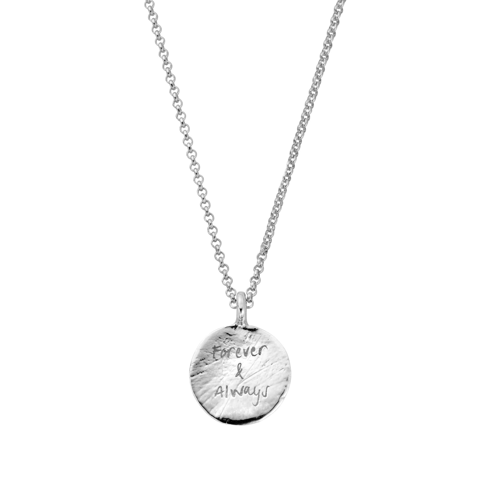 Silver Large Moon Necklace With Handwriting