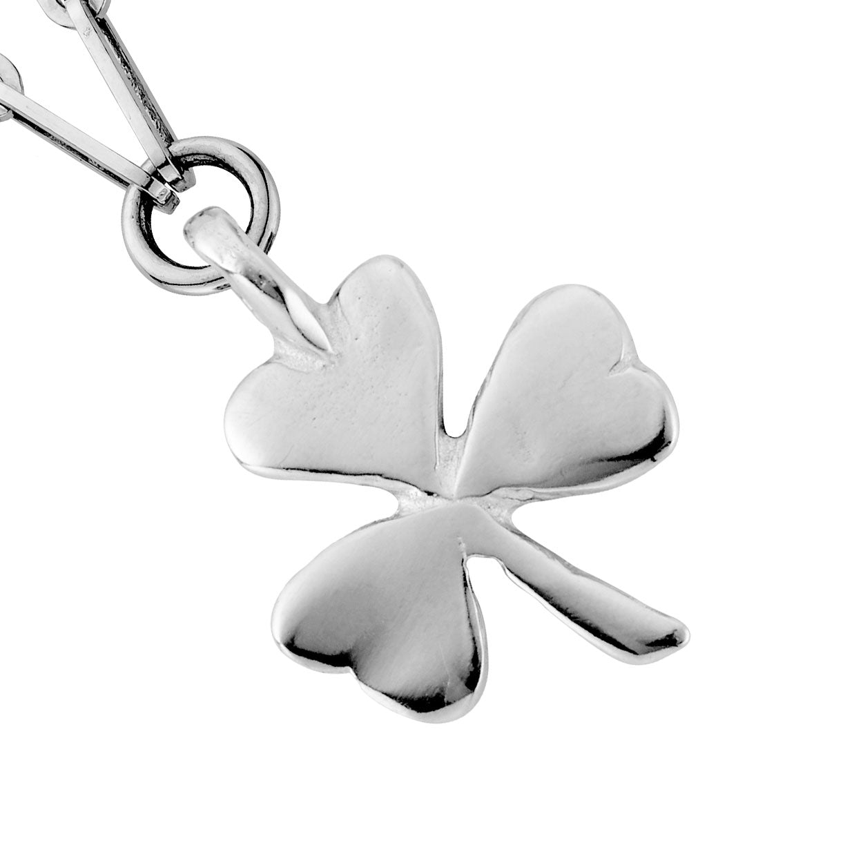 Silver Large Shamrock Trace Chain Necklace