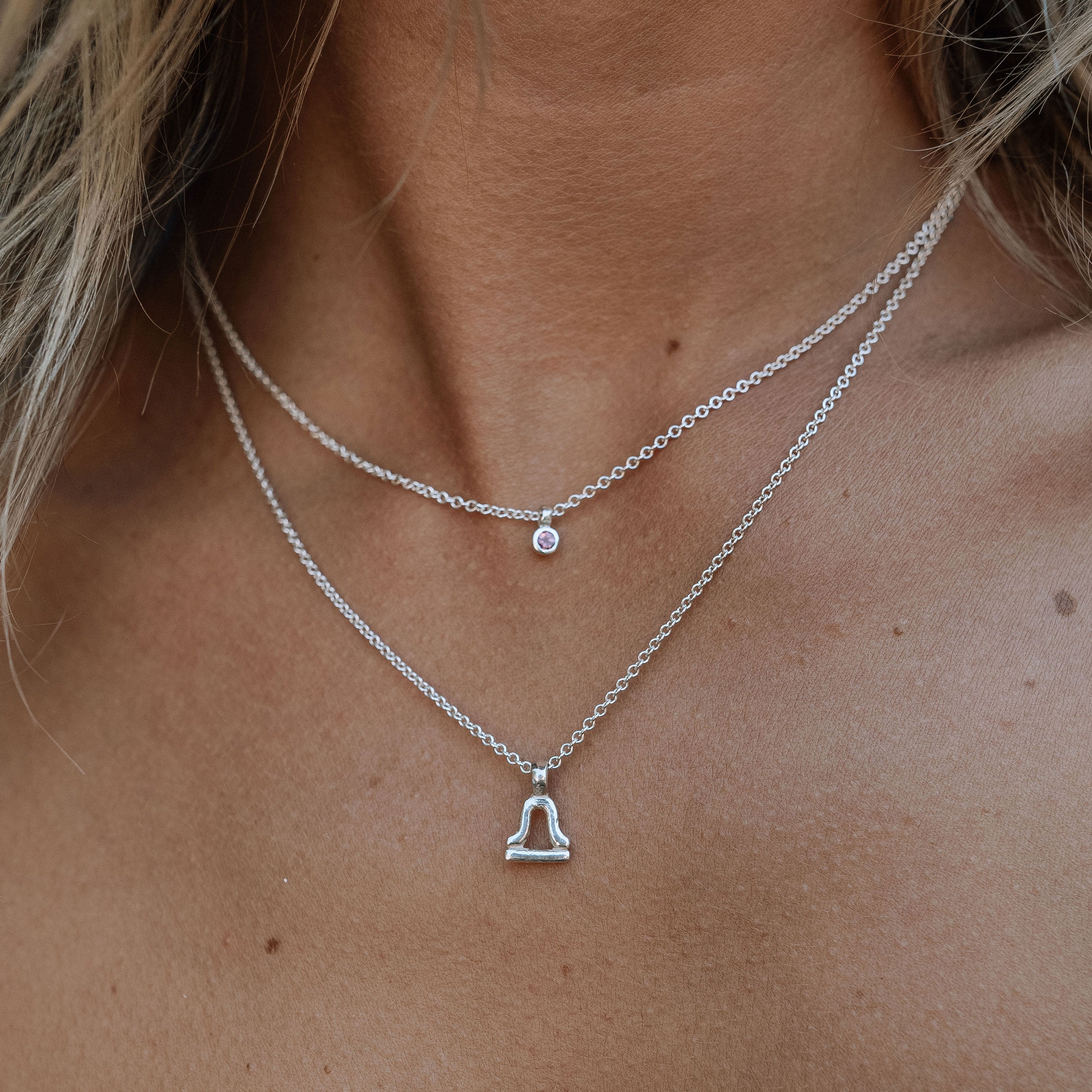 Silver Libra Mini Horoscope Necklace