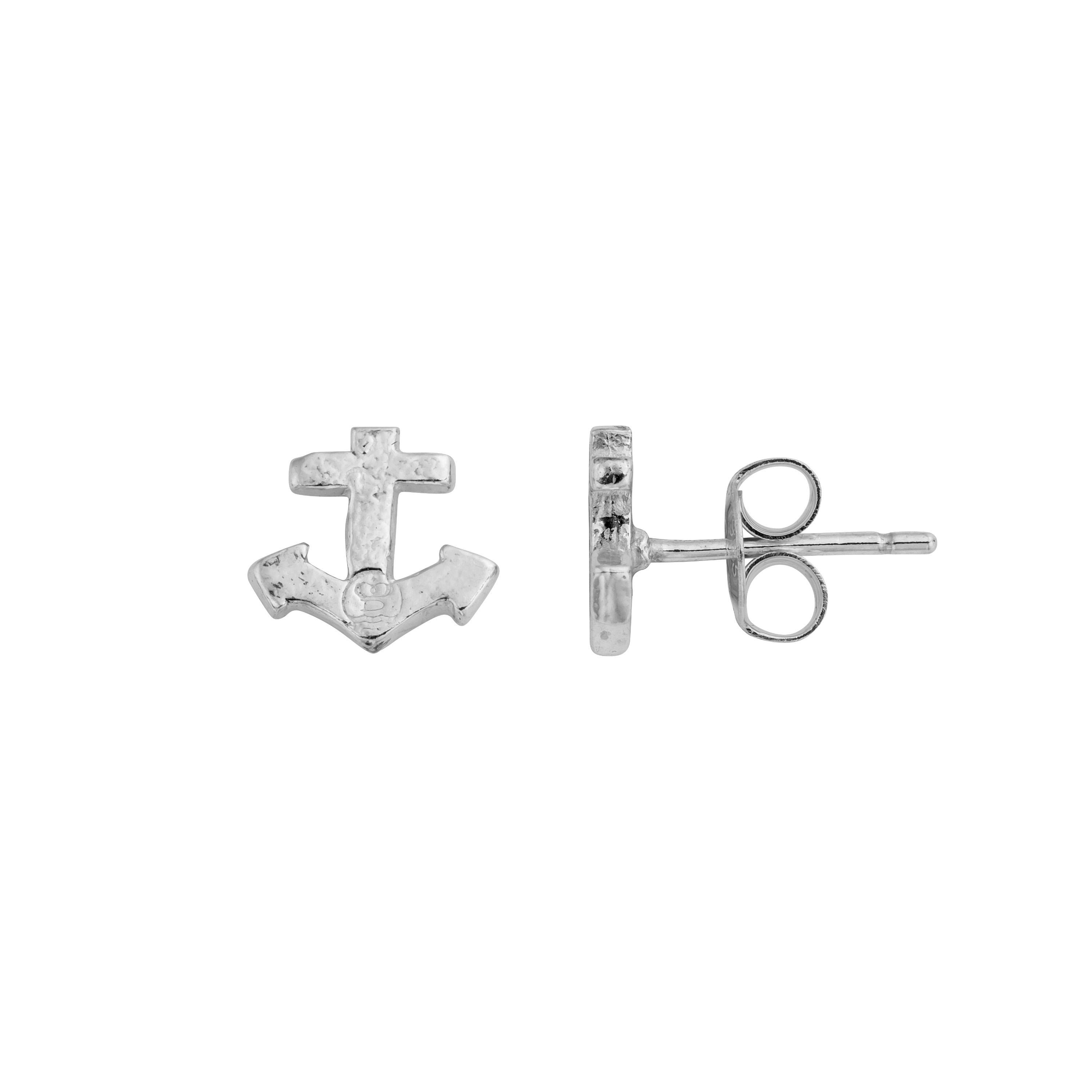 Silver Little Anchor Ear Charm Set