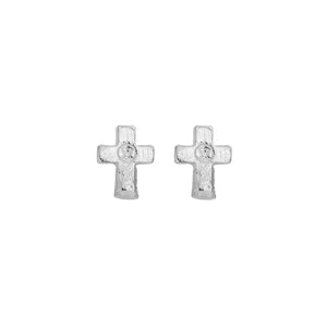 Silver Little Cross Ear Charm Set