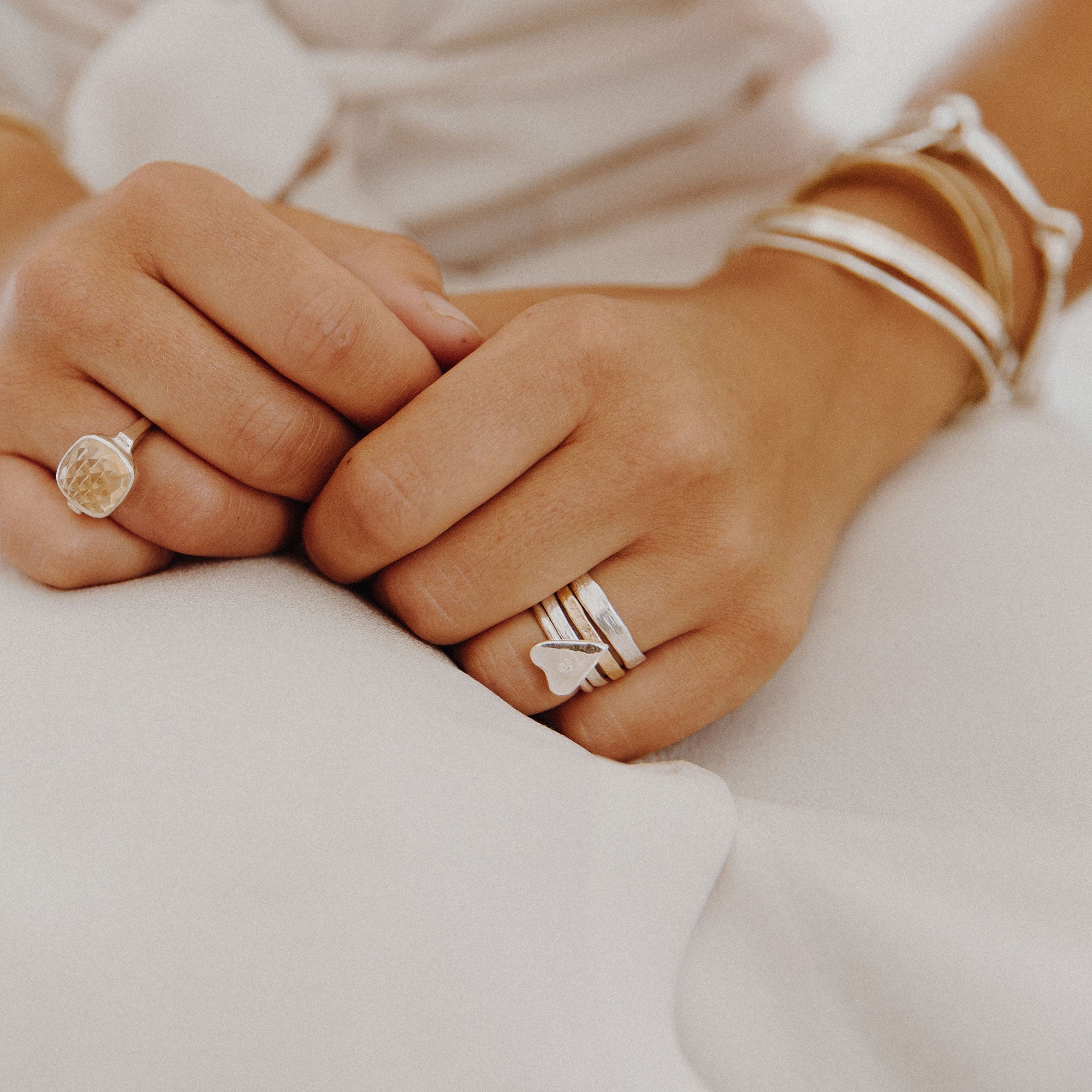 Silver Mini Heart Love Struck Ring