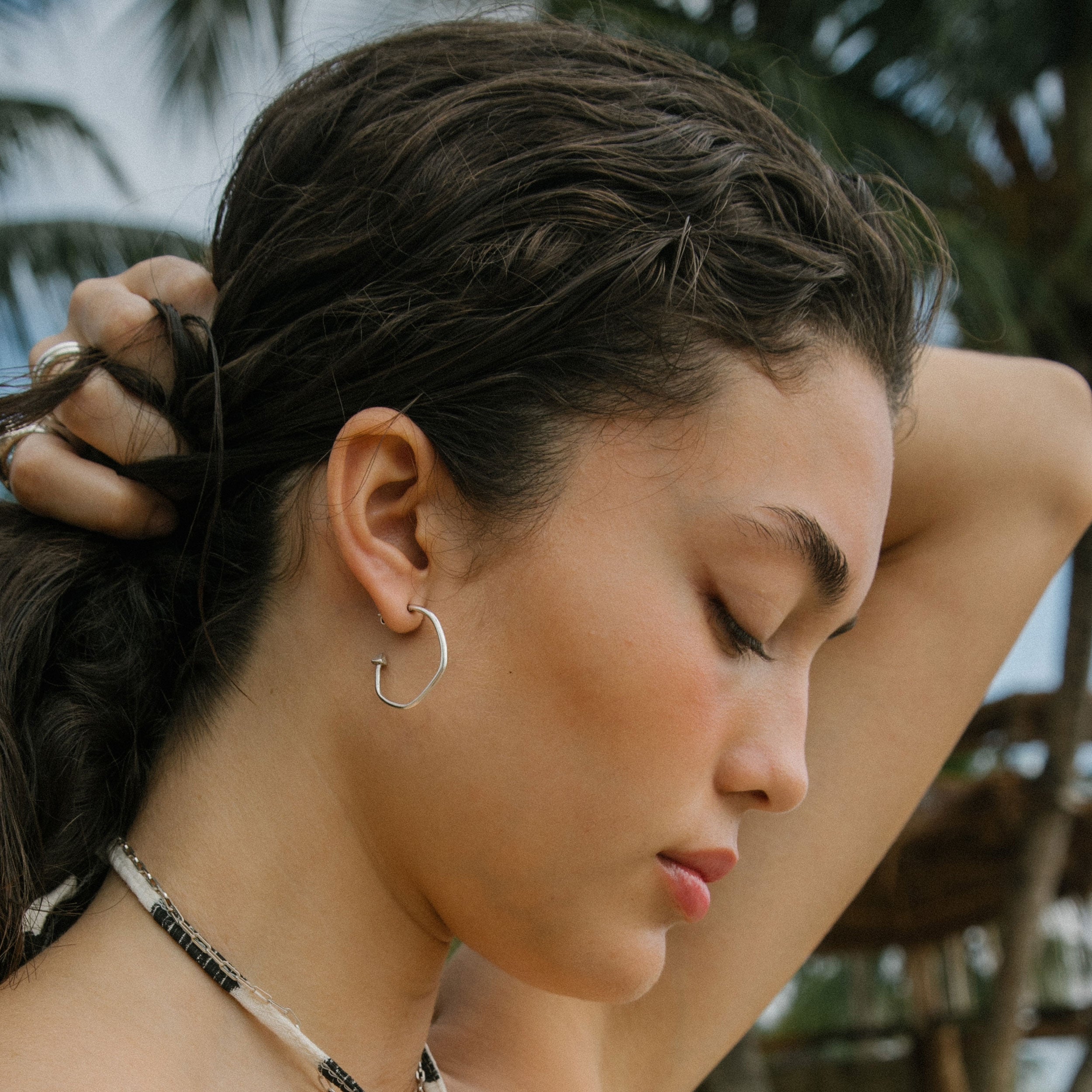 Silver Maxi Cupid Hoop Earrings