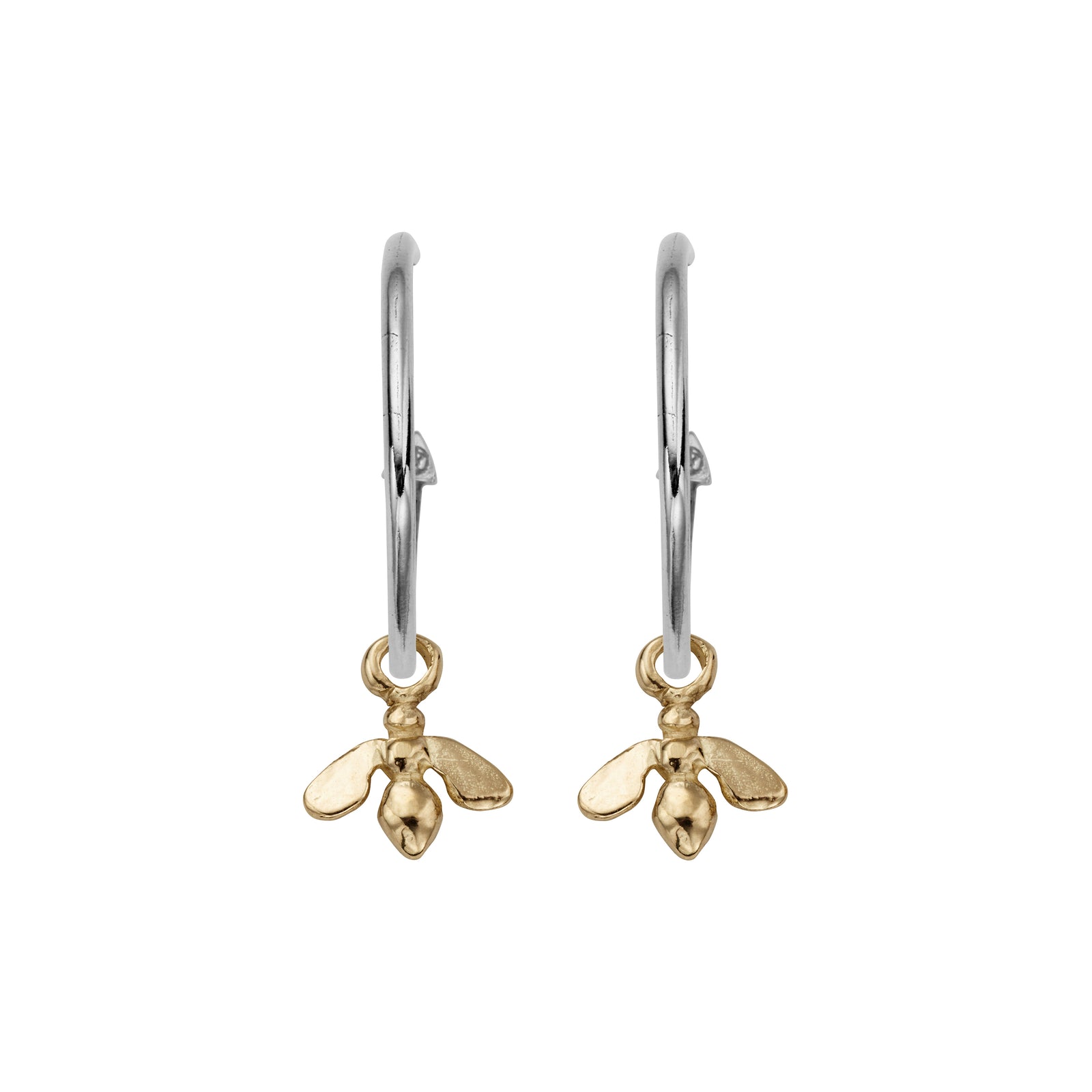 Silver Maxi Cupid Hoops With Gold Mini Honey Bee Charms