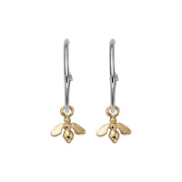 Silver Maxi Cupid Hoops With Gold Mini Honey Bee Charms