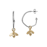Silver Maxi Cupid Hoops With Gold Mini Honey Bee Charms