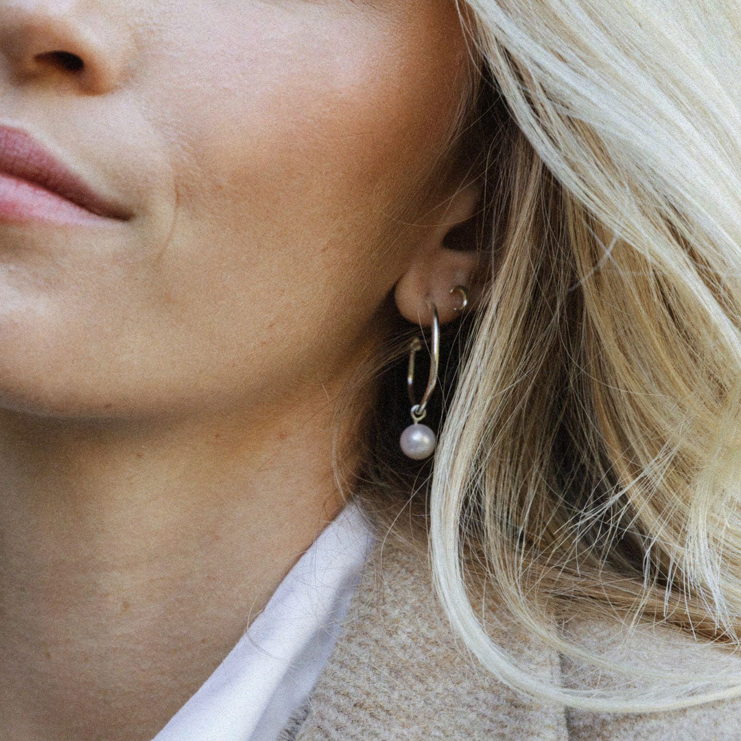 Maxi Cupid Hoops With White Pearl Earring Charms