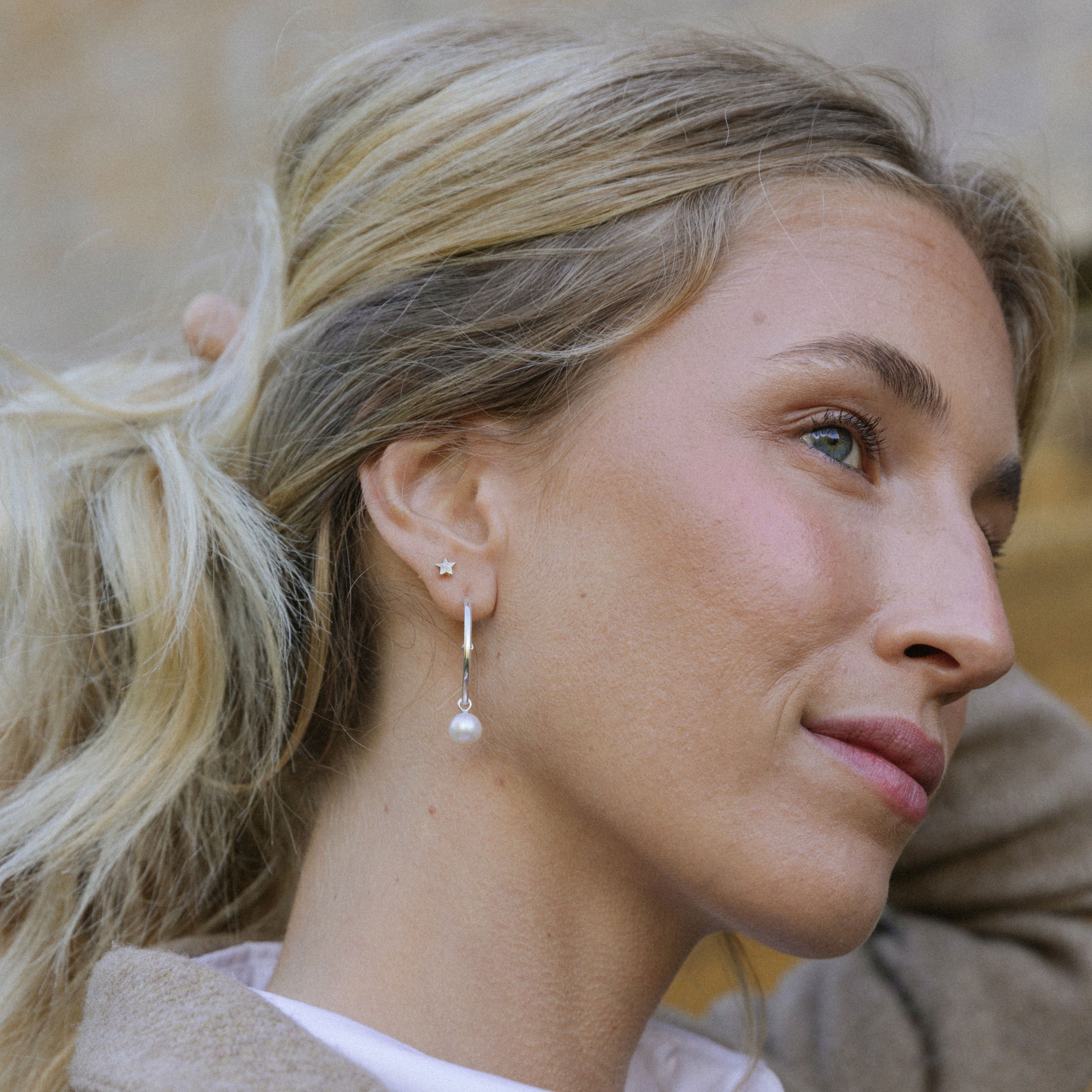 Maxi Cupid Hoops With White Pearl Earring Charms