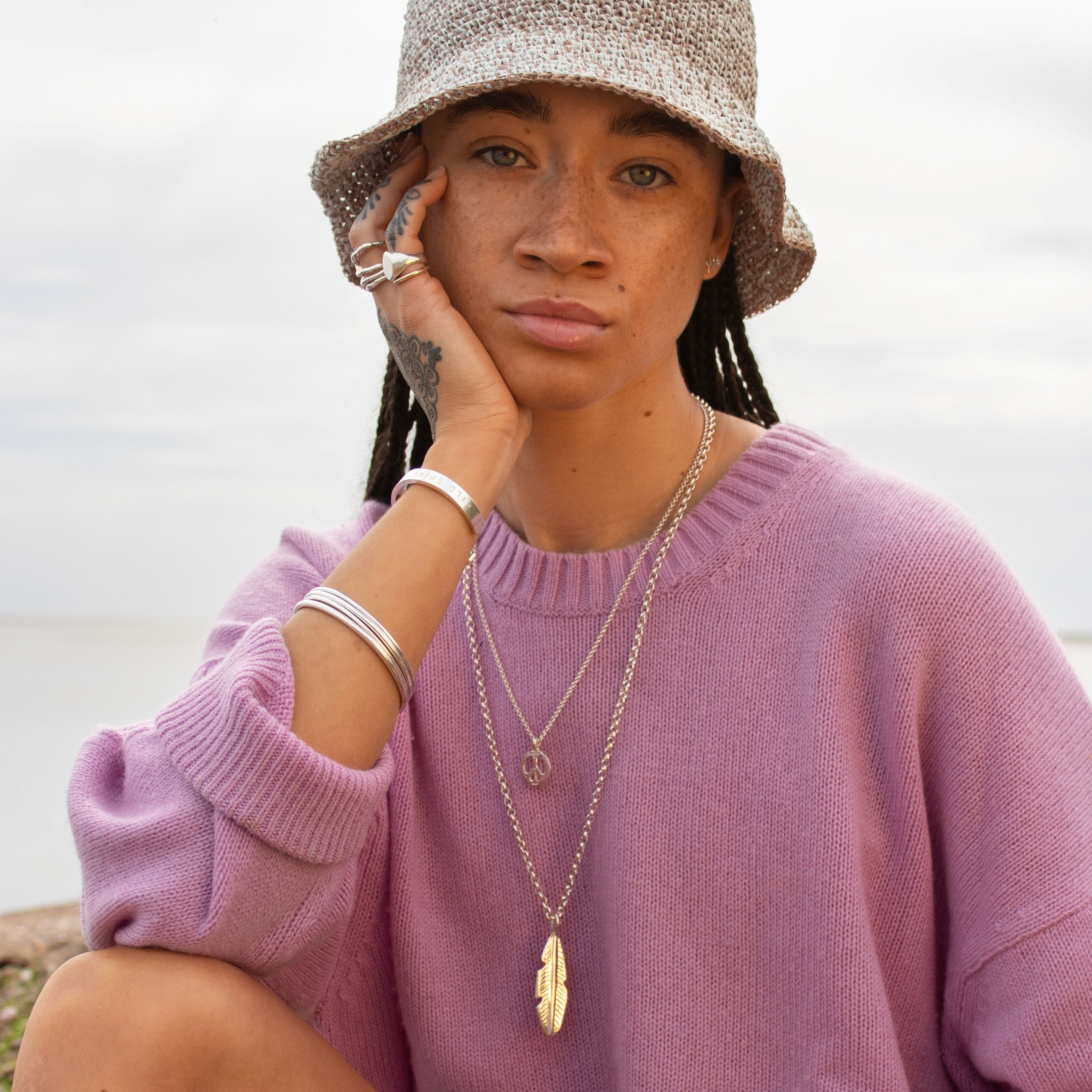 Silver Medium Peace Necklace