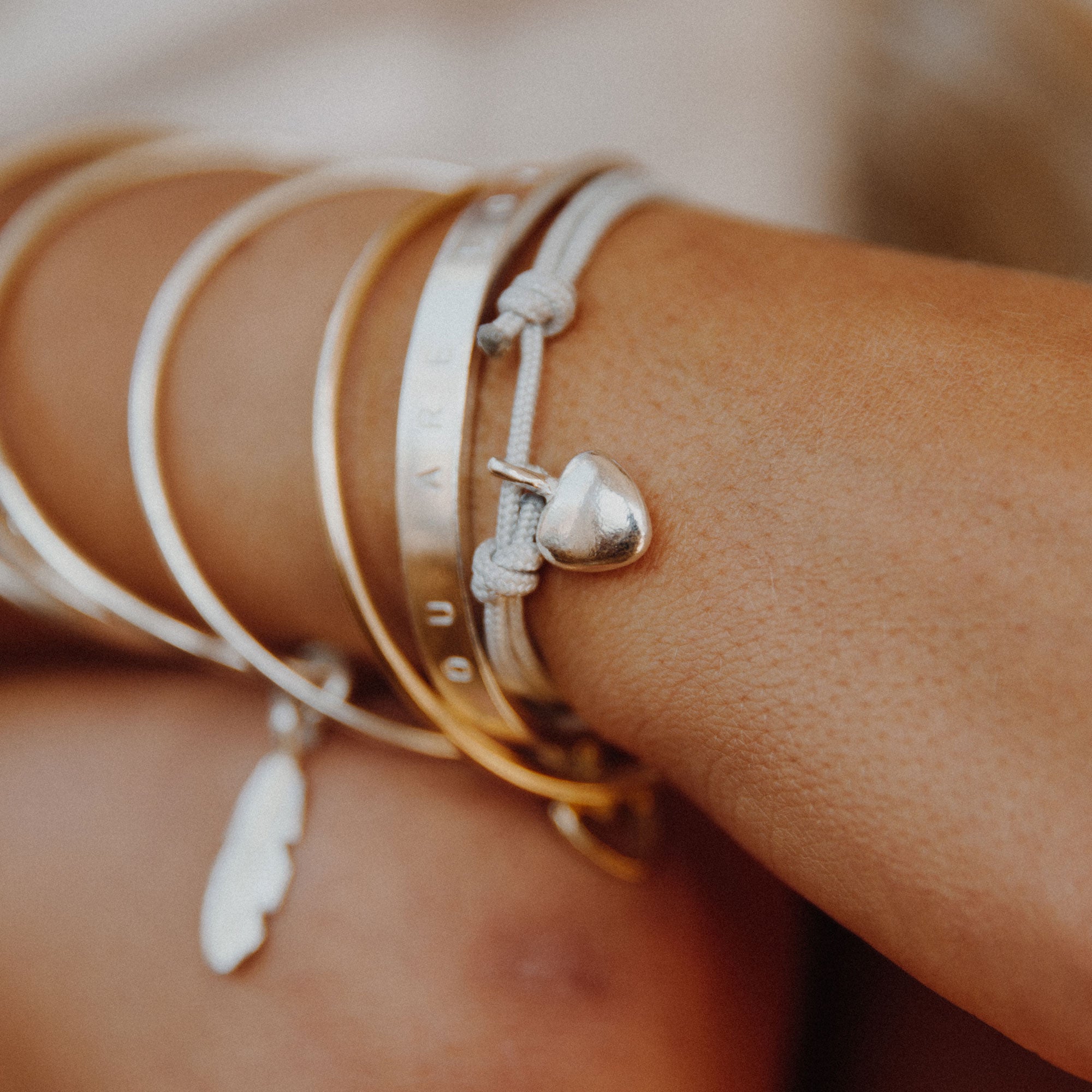 Silver Midi Grateful Heart Sailing Rope