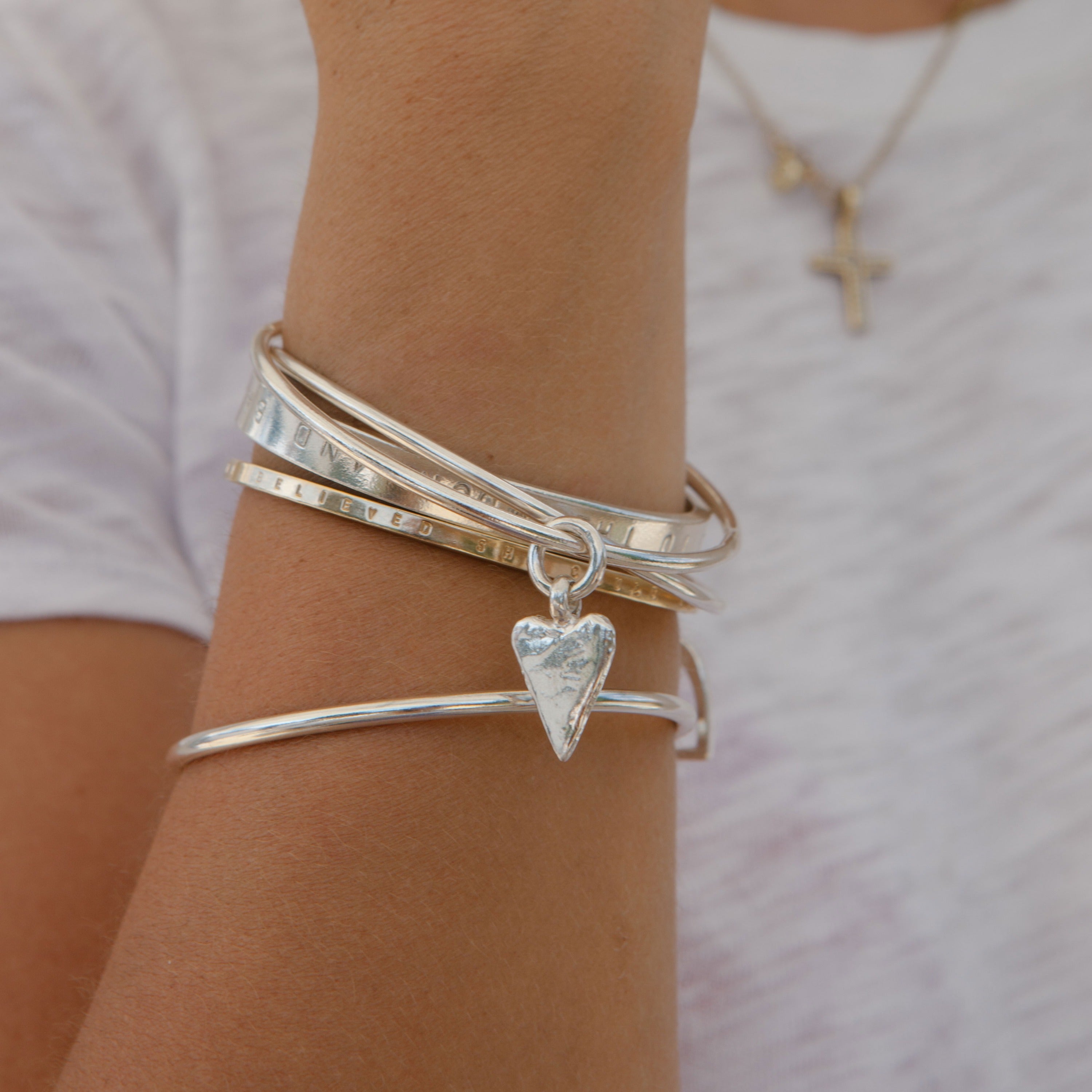 Silver Maxi Heart Bangle
