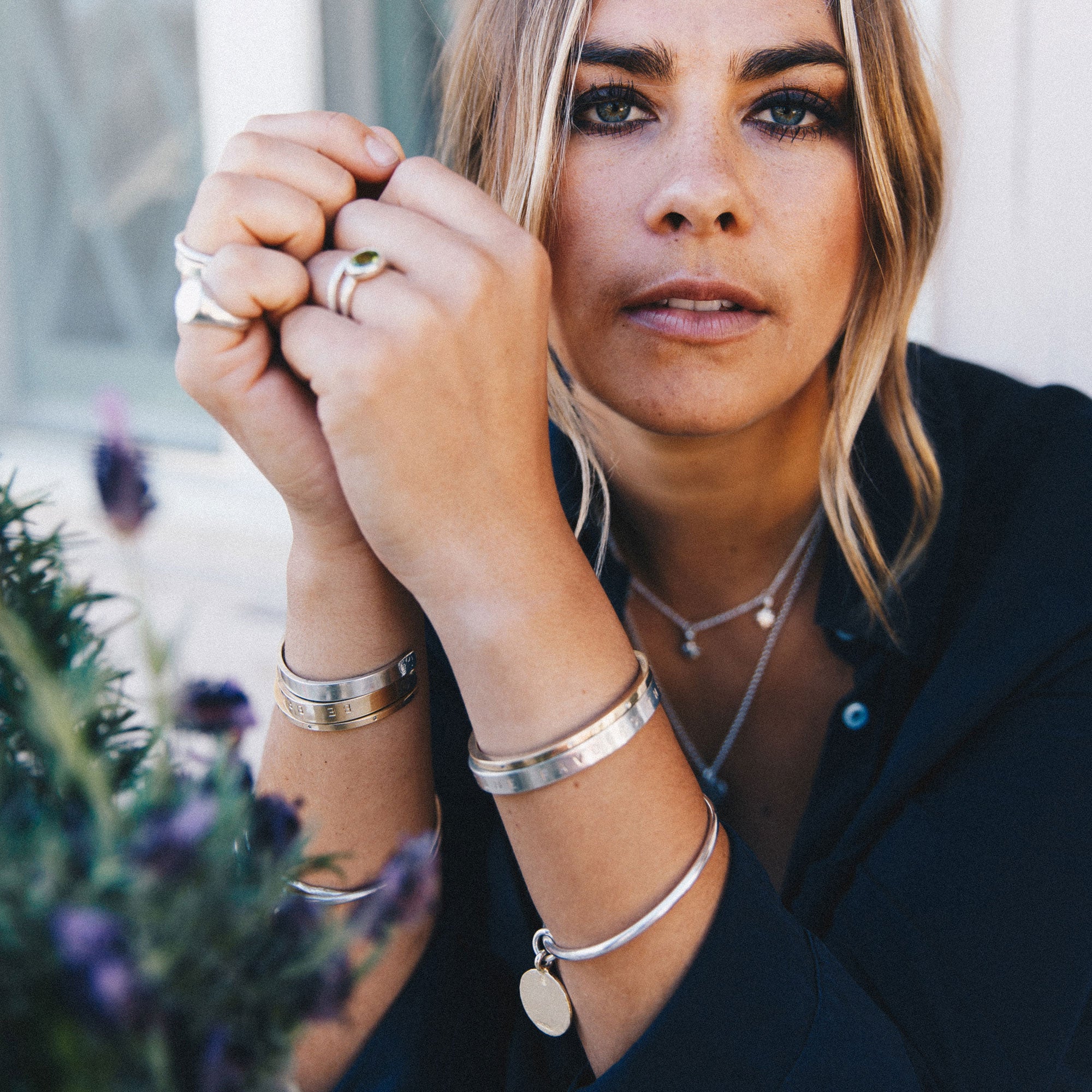 Silver Large Moon Bangle