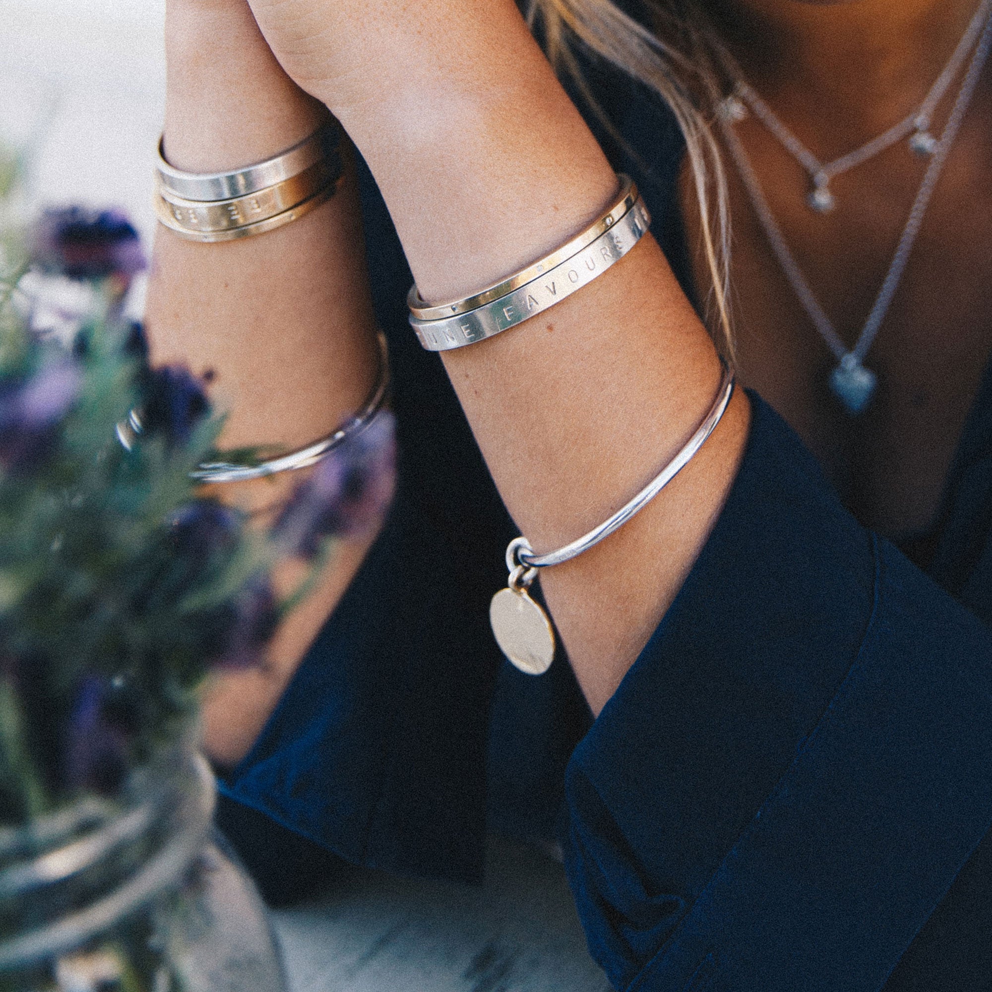 Silver Large Moon Bangle