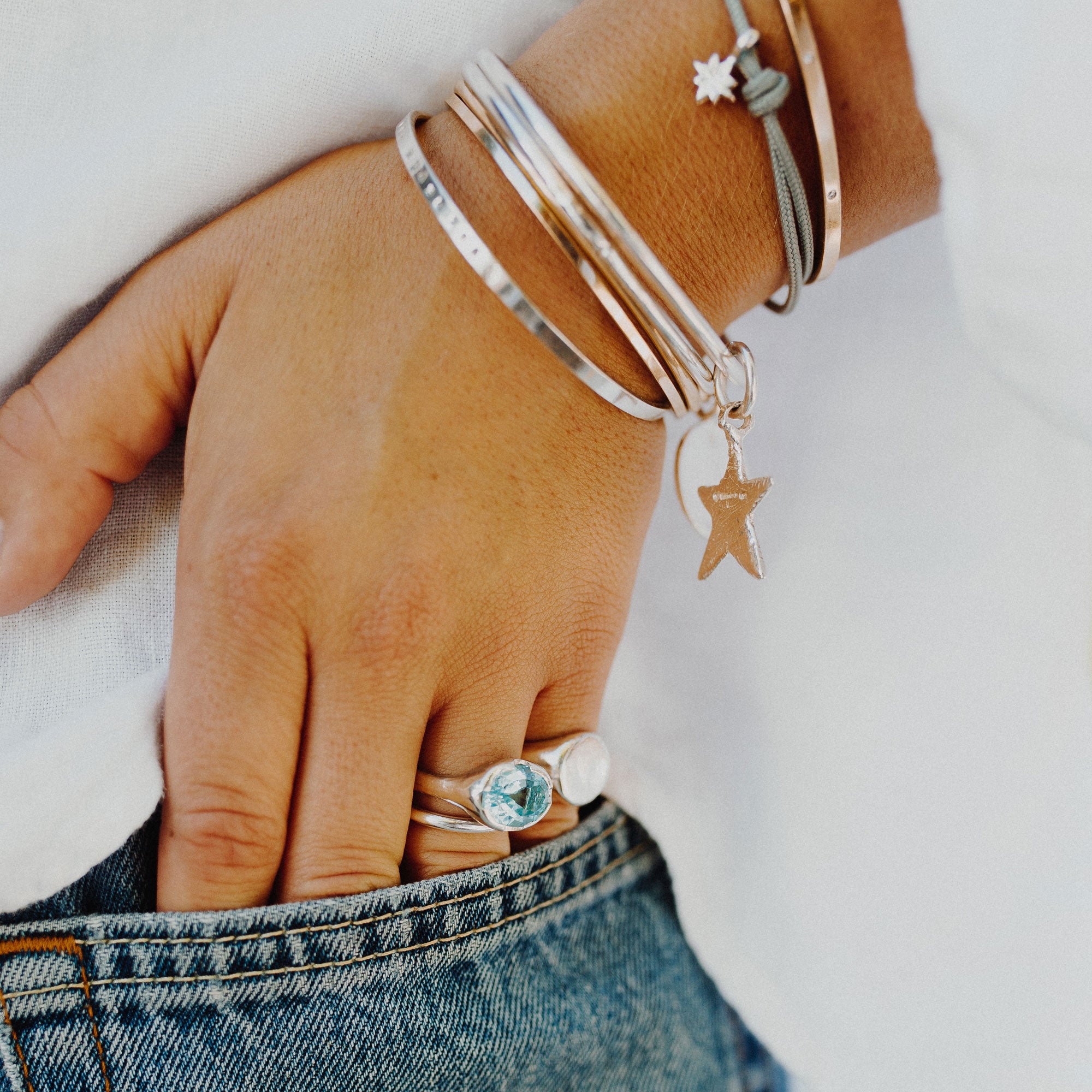 Silver Maxi Star Bangle