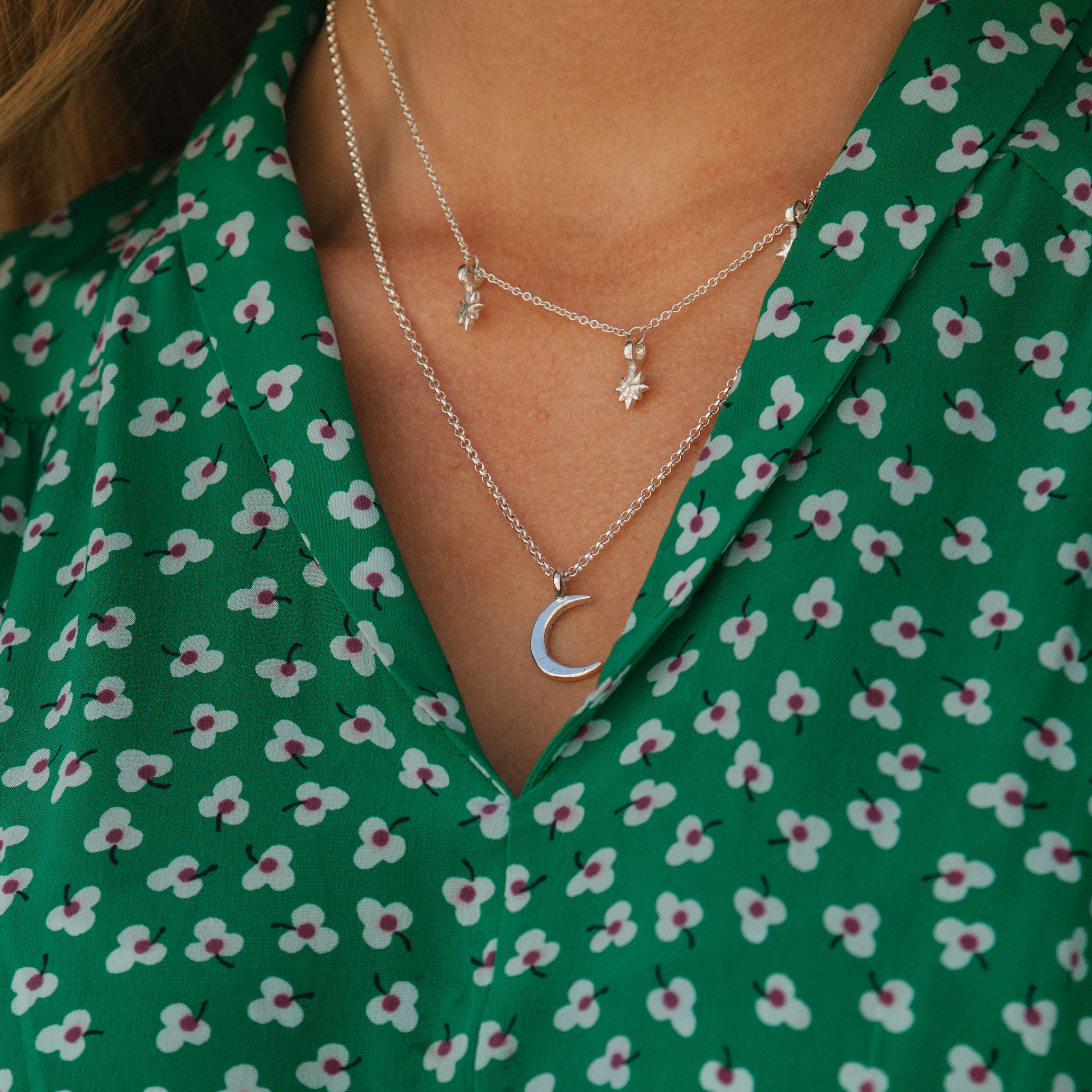 Silver Medium Crescent Moon Necklace