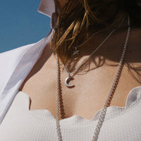 Silver Medium Crescent Moon Necklace