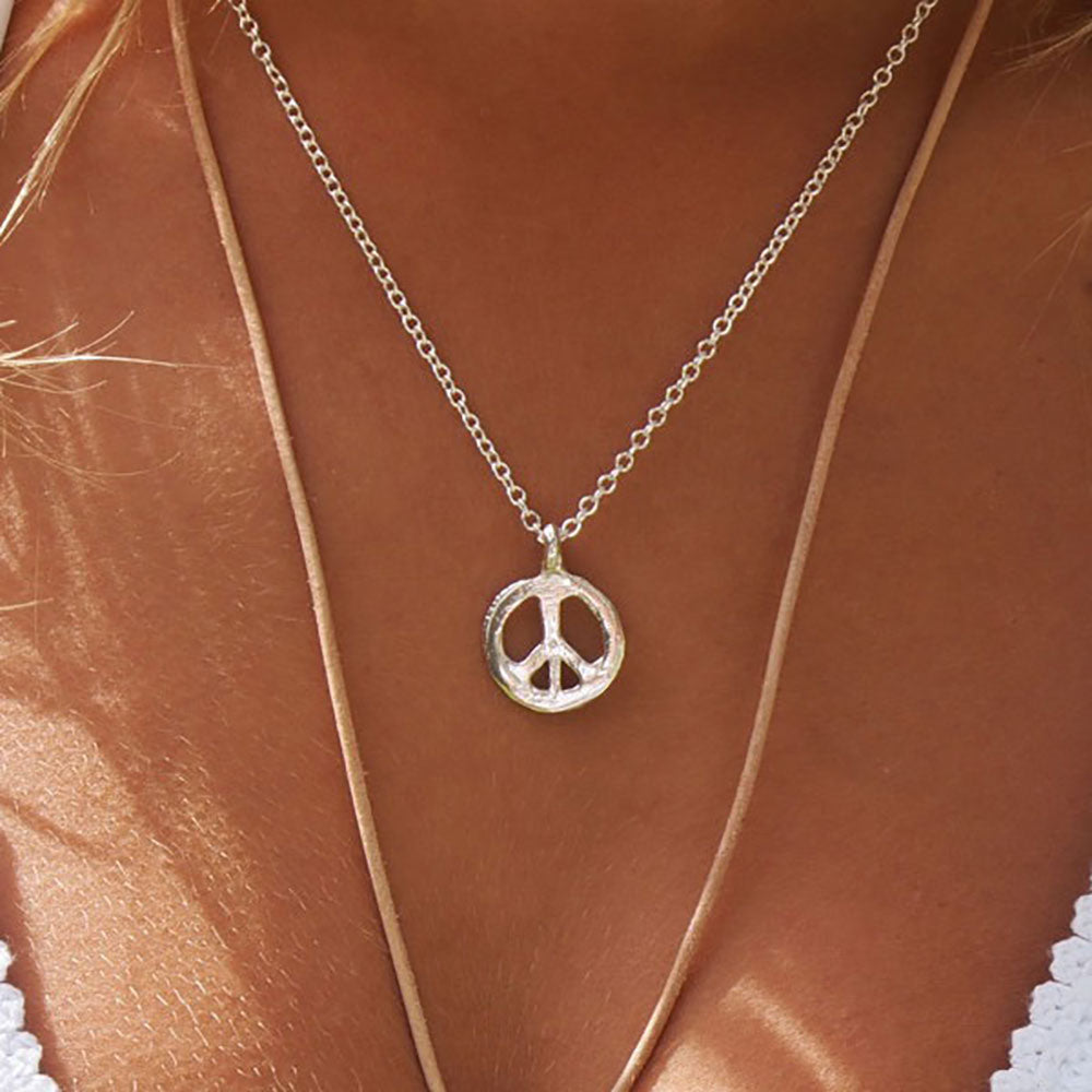 Silver Original Medium Peace Necklace