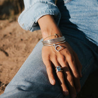 Silver Medium Stirrup Bangle